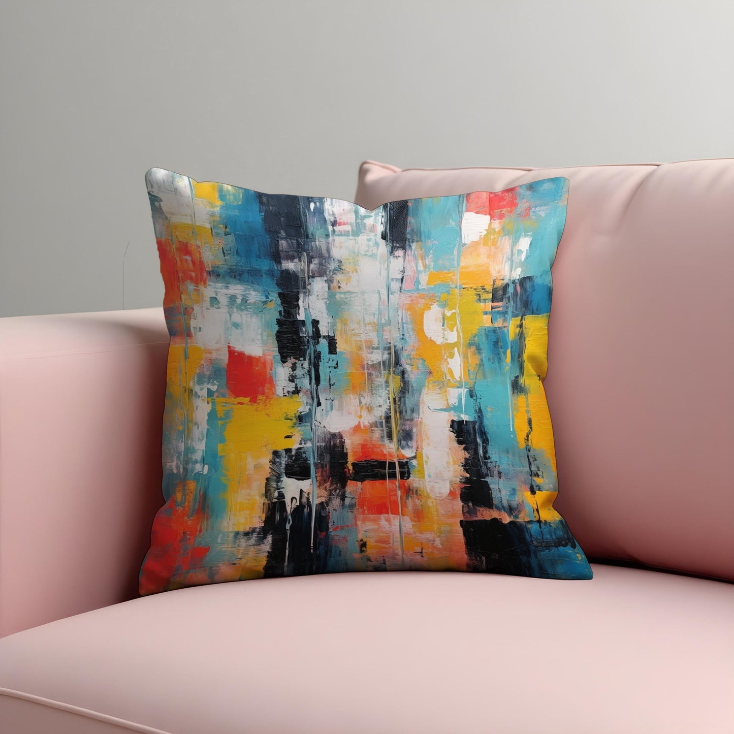 Colorful Abstract Art Cushion Cover, Brushstroke Throw Pillow Case
