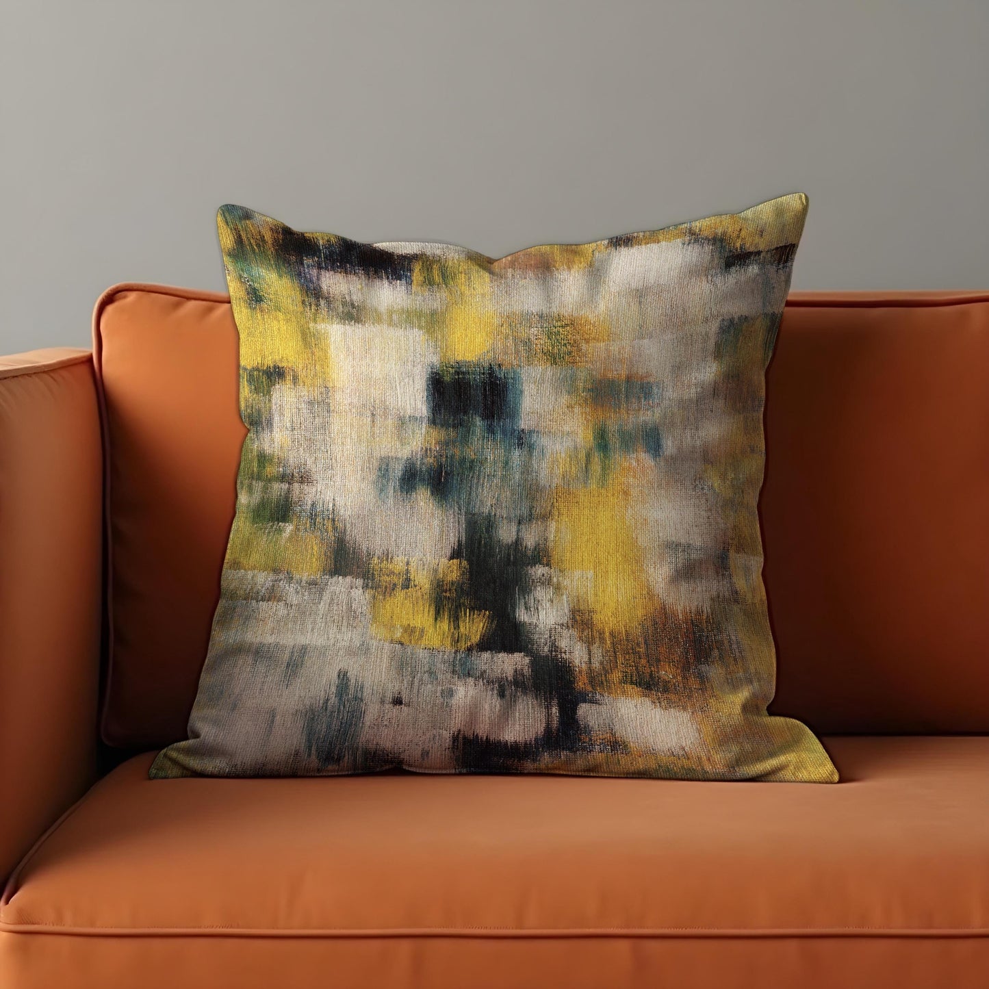 Textured Abstract Cushion Cover, Teal & Beige Brushstroke Pillow Case