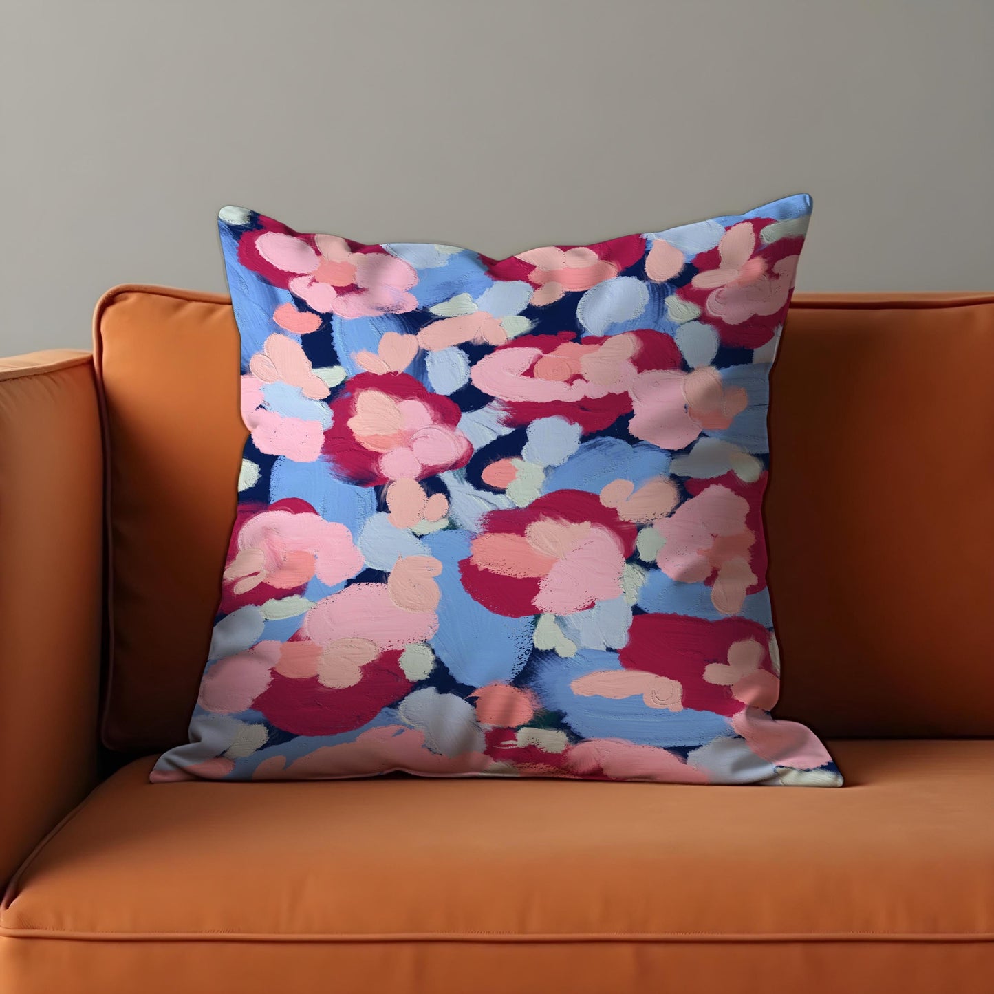 Abstract Floral Cushion Cover, Paint Effect Brushstroke Pillow Cover