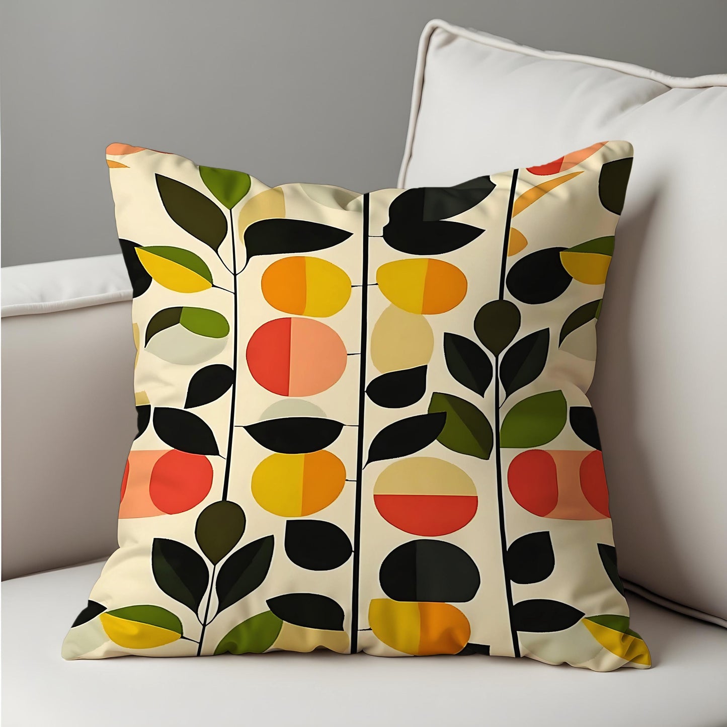 Modern Abstract Floral Cushion Cover, Geometric Pattern Pillow Case