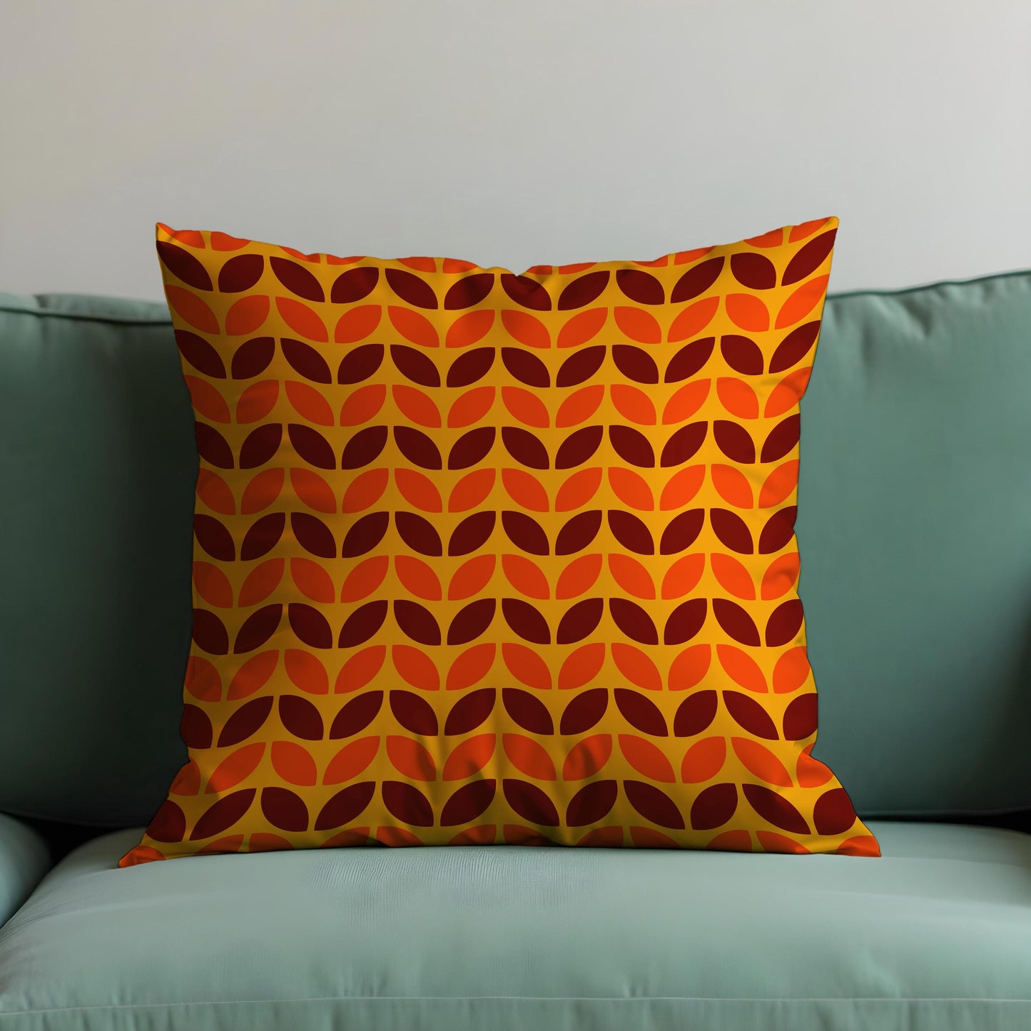 Retro Leaf Pattern Cushion Cover, Mid-Century Modern Pillow Case