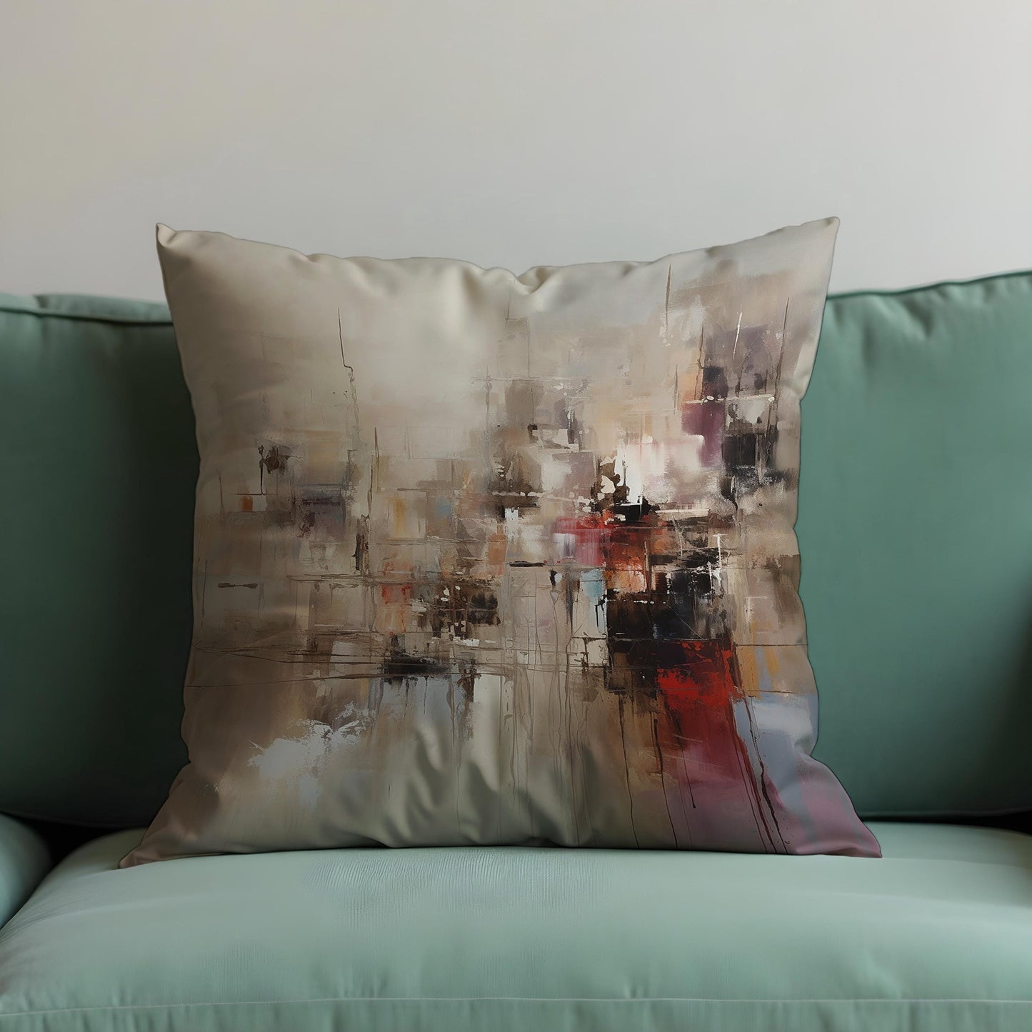 Modern Abstract Cityscape Cushion Cover, Paint Effect Throw Pillow Cover
