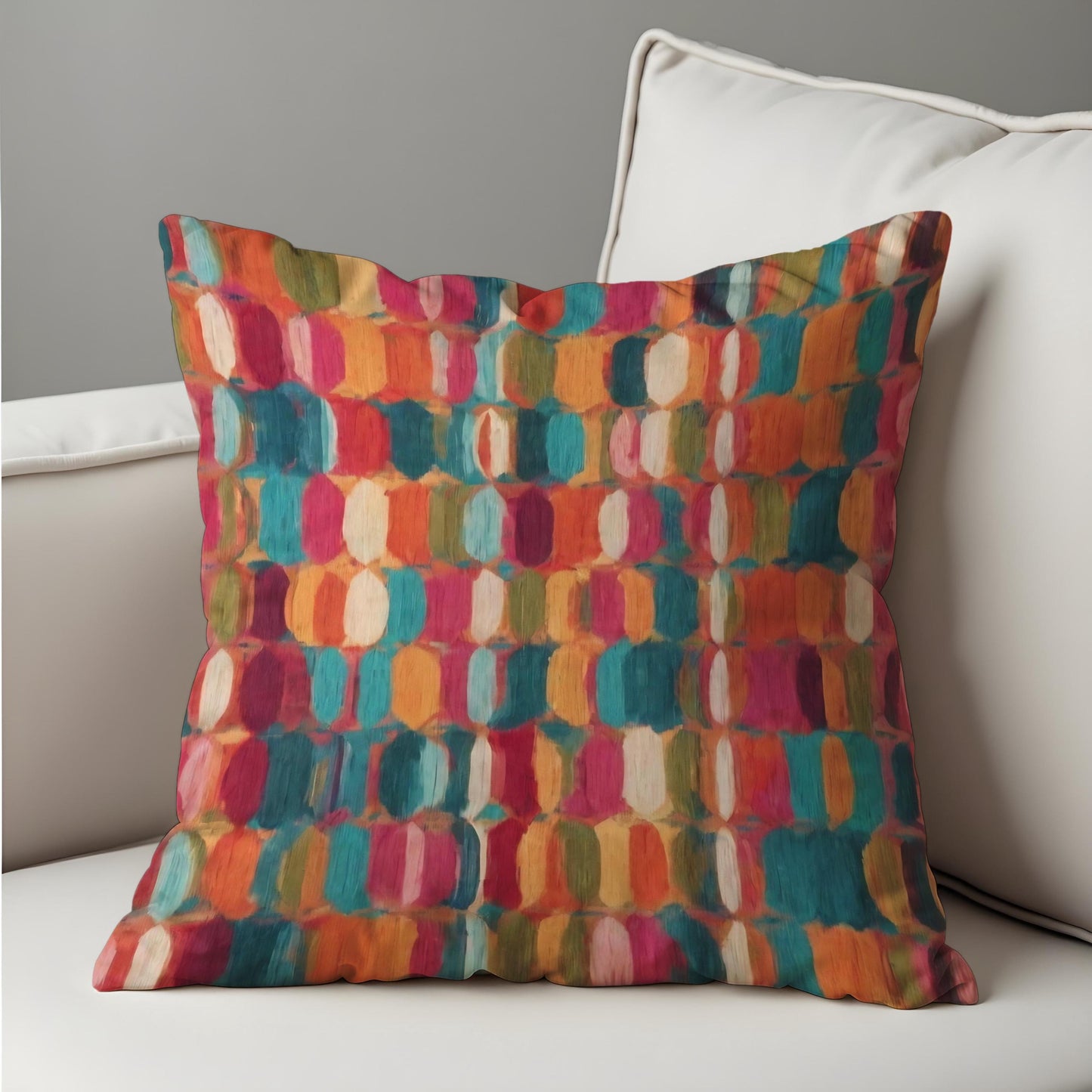 Colorful Abstract Dot Cushion Cover, Teal & Coral Pillow Cover
