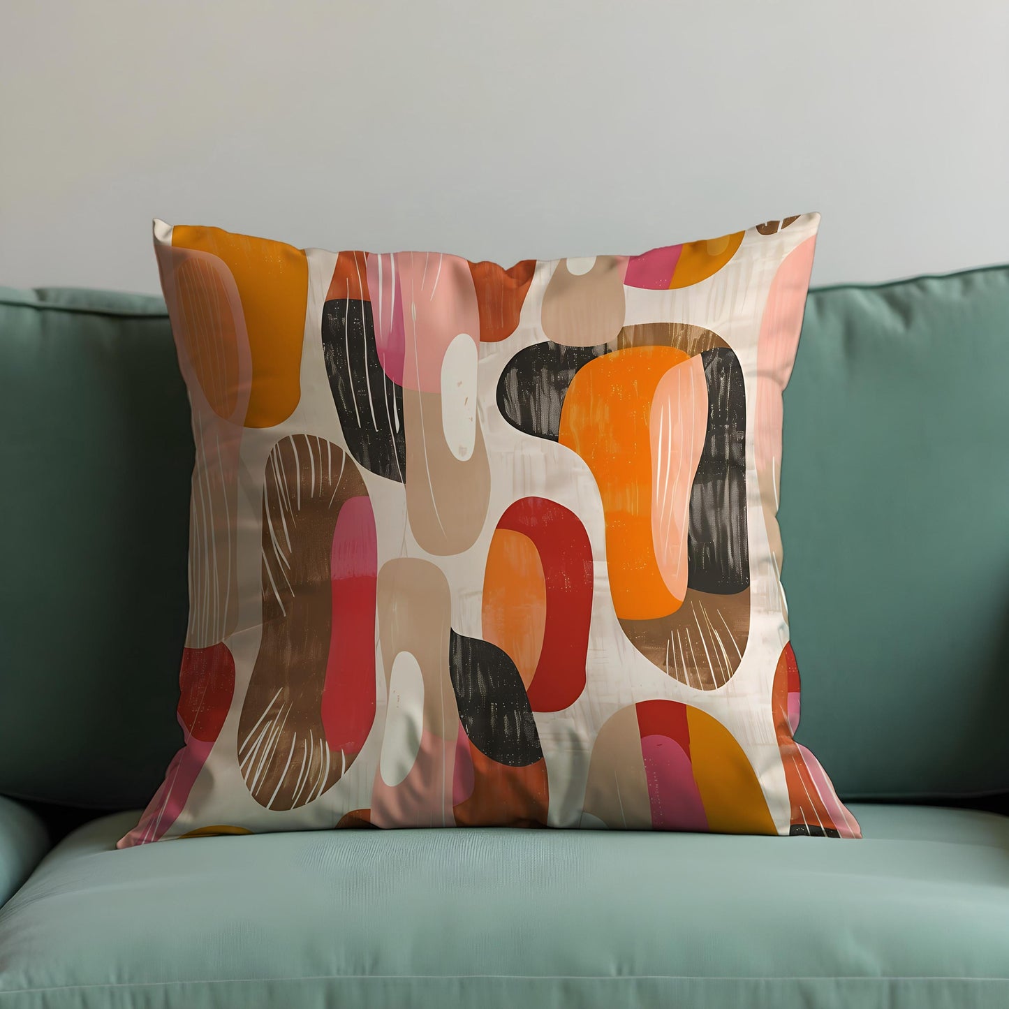 Modern Abstract Cushion Cover, Bold Organic Shapes Pillow Cover