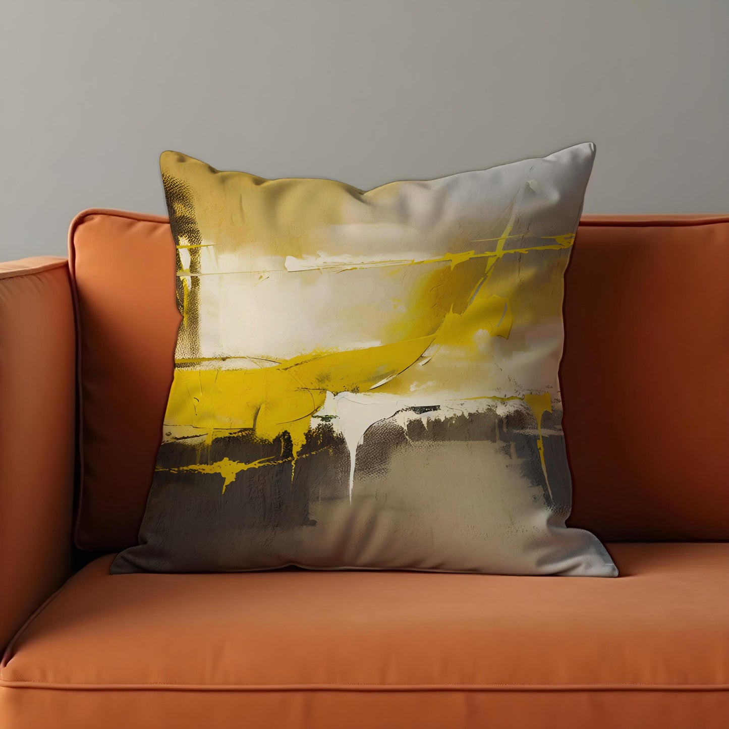 Yellow Abstract Cushion Cover, Modern Artistic Throw Pillow Case