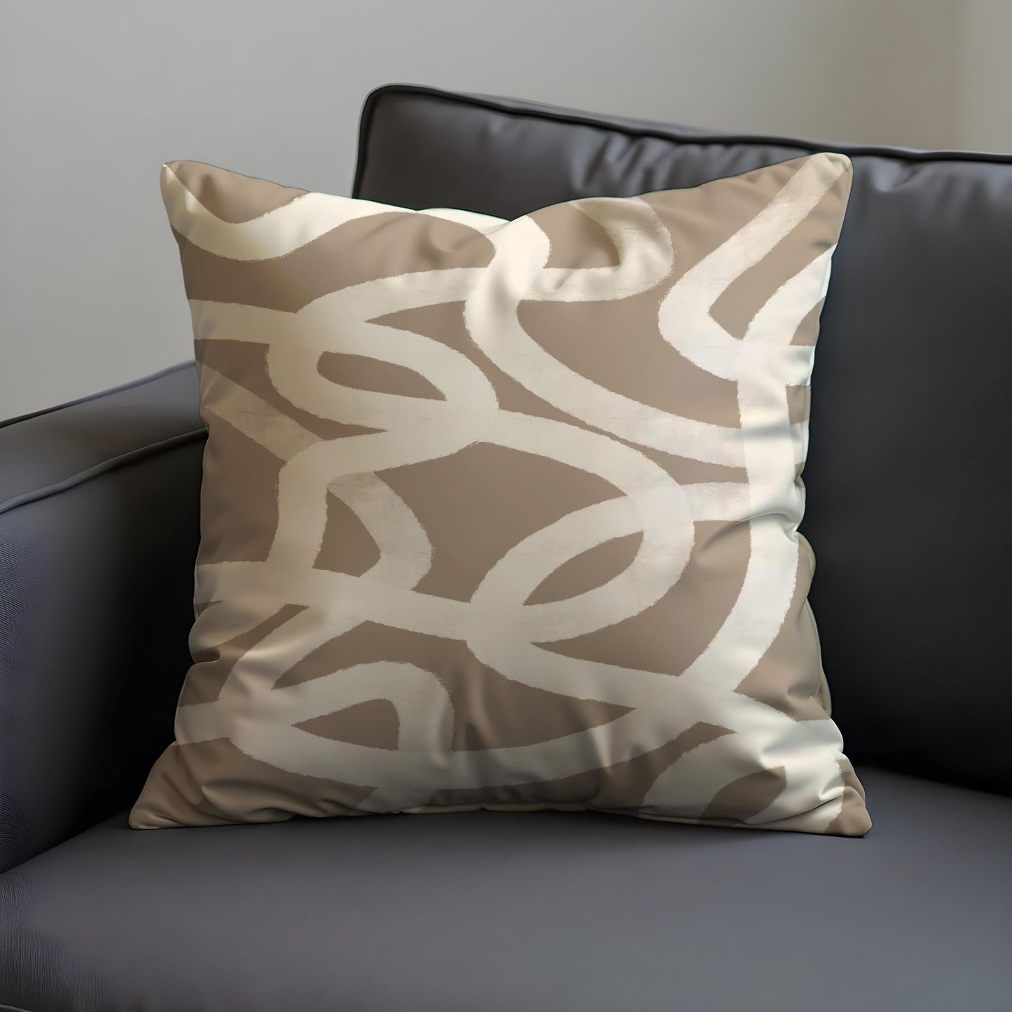 Neutral Abstract Loop Cushion Cover, Minimalist Throw Pillow Cover