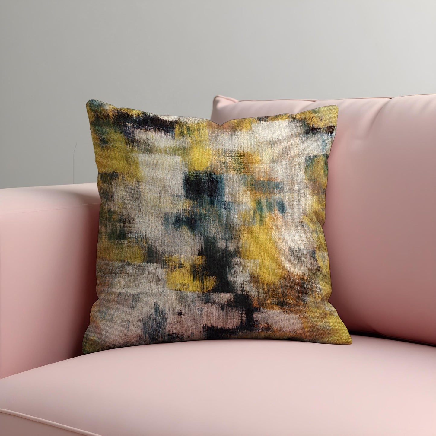 Textured Abstract Cushion Cover, Teal & Beige Brushstroke Pillow Case