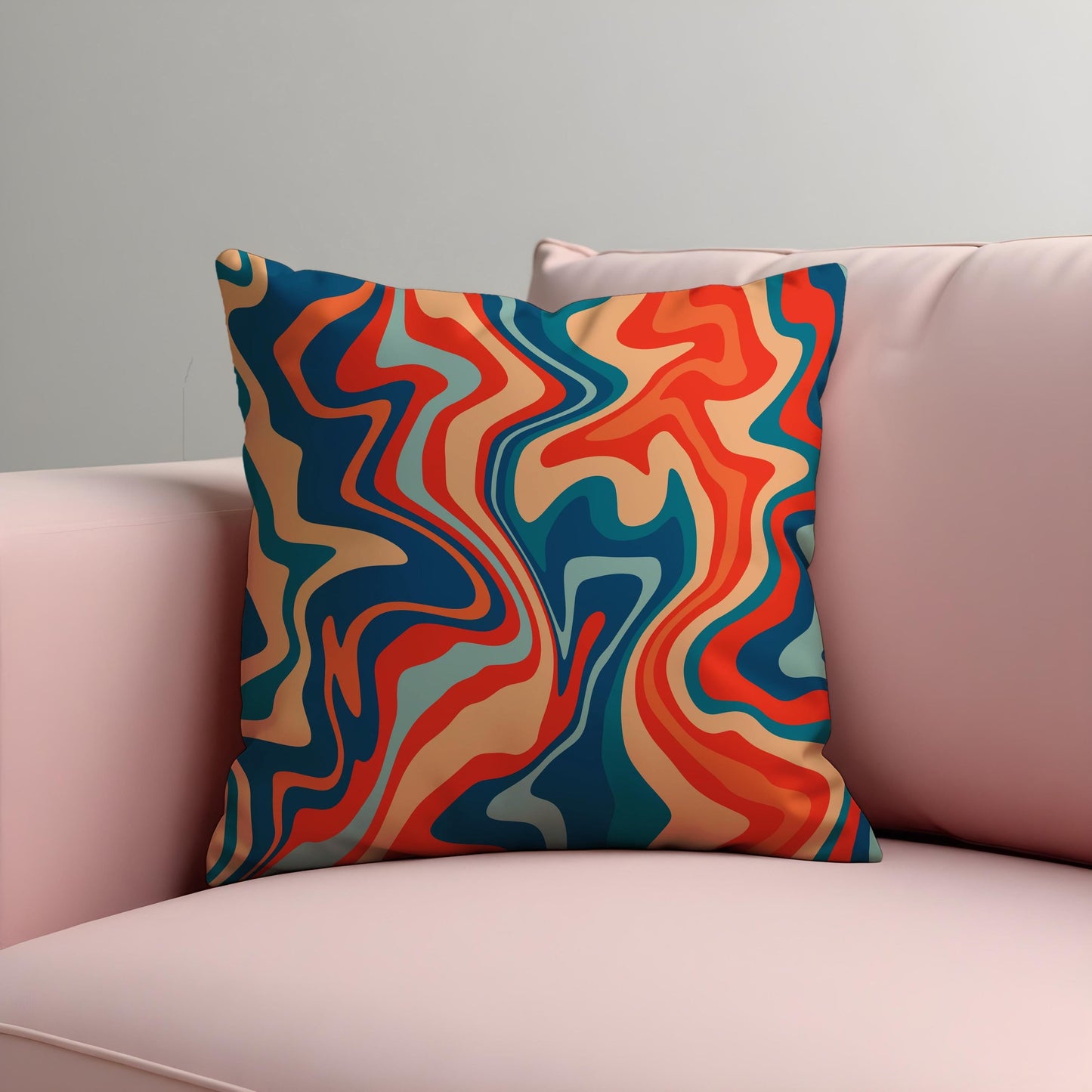 Psychedelic Swirl Cushion Cover, Retro Groovy Abstract Pillow Cover