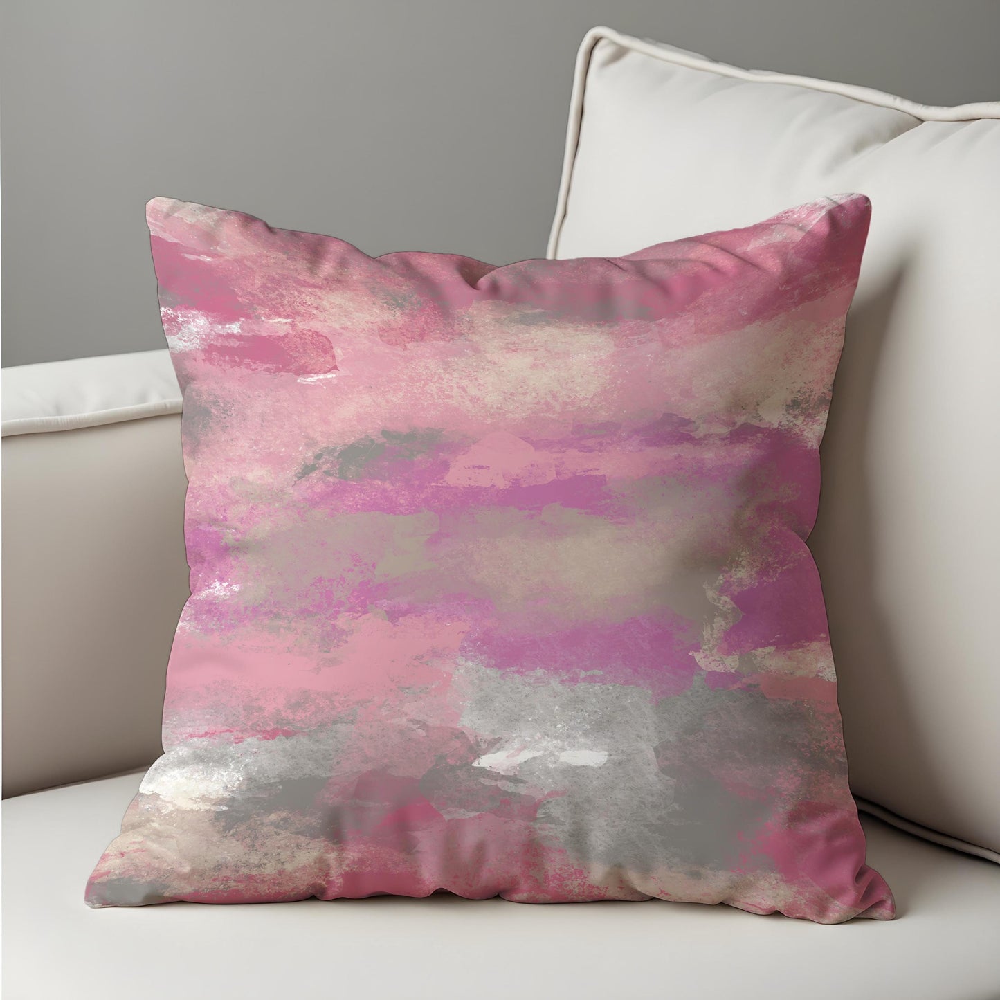 Pink Watercolor Throw Pillow Cover, Abstract Brush Art Cushion Cover