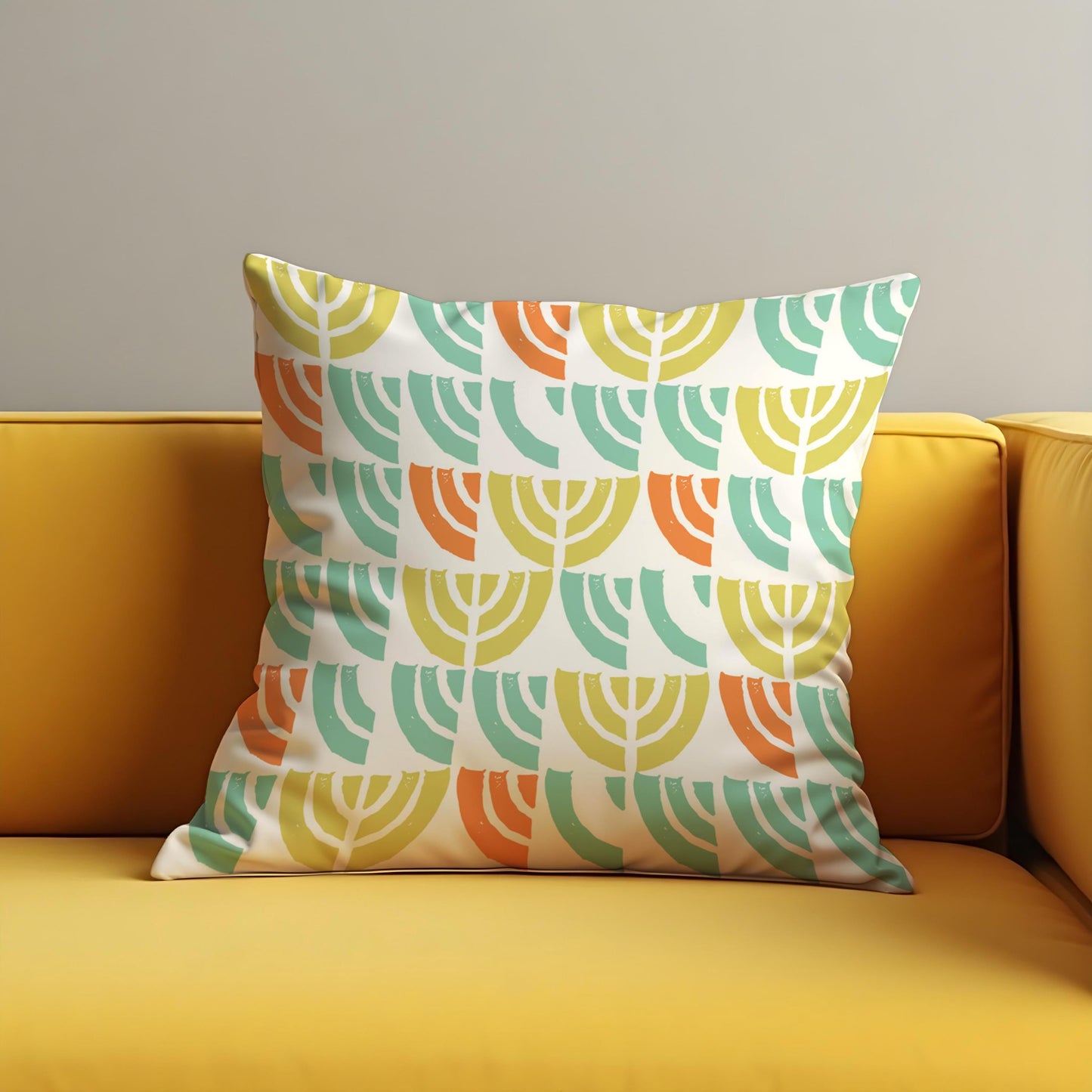 Retro Mid Century Modern Cushion Cover, Block Print Pillow Case