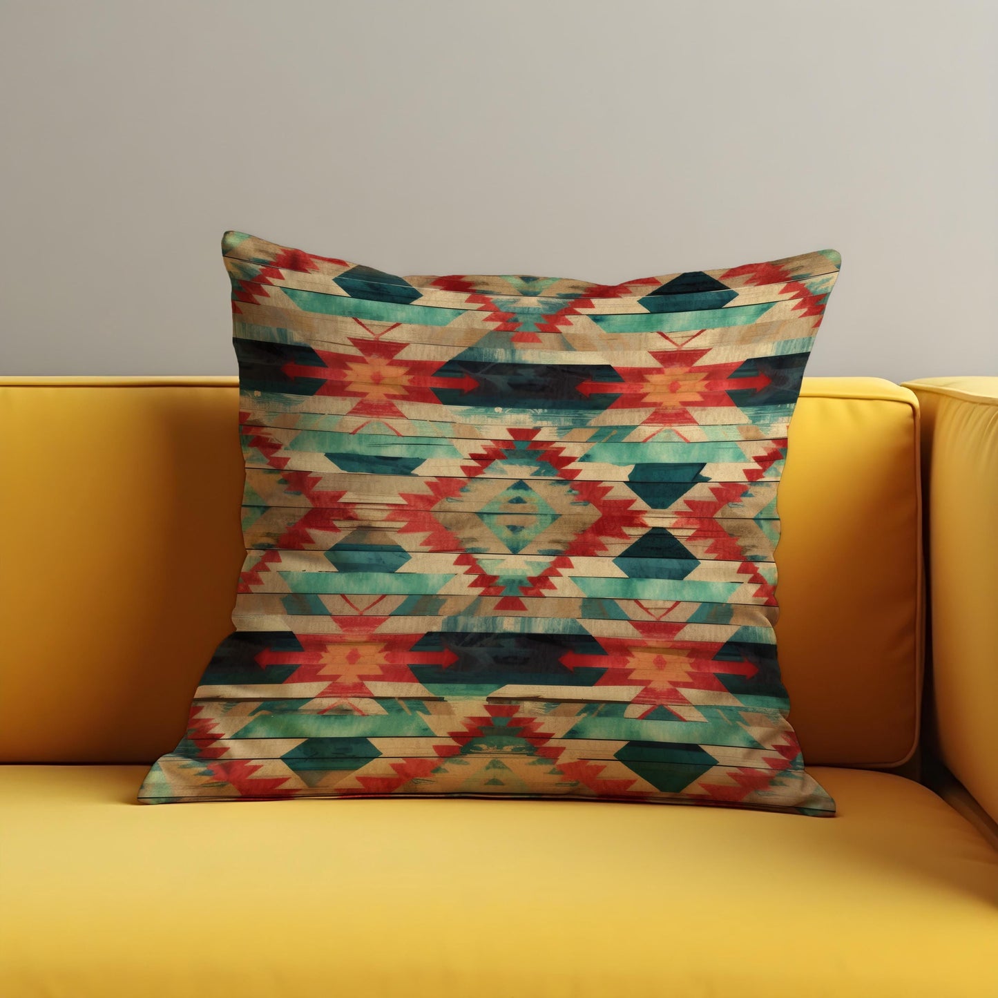 Southwestern Aztec Cushion Cover, Rustic Boho Tribal Diamond Pillow Cover