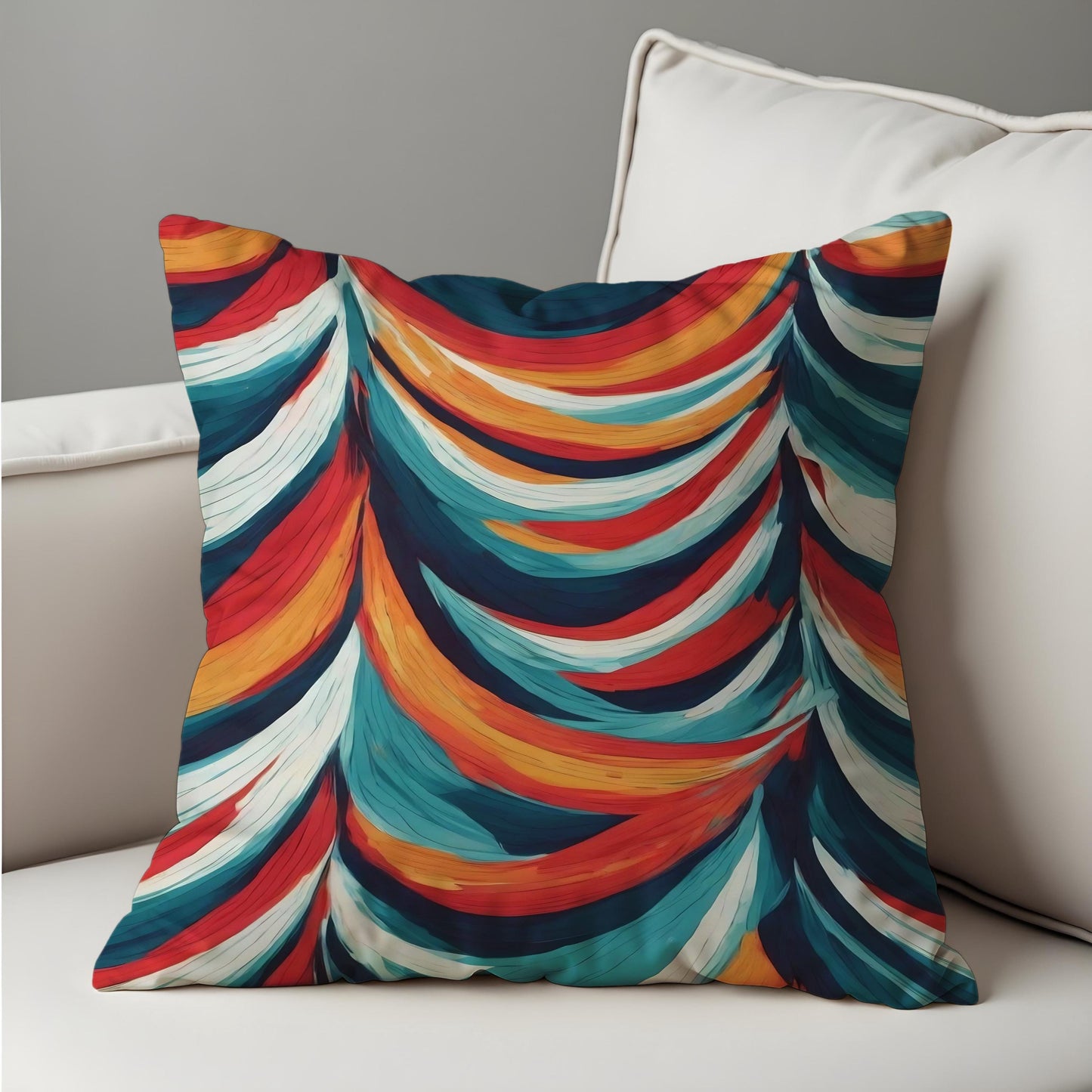 Colorful Feather Brushstroke Cushion Cover, Bold Abstract Pillow Cover