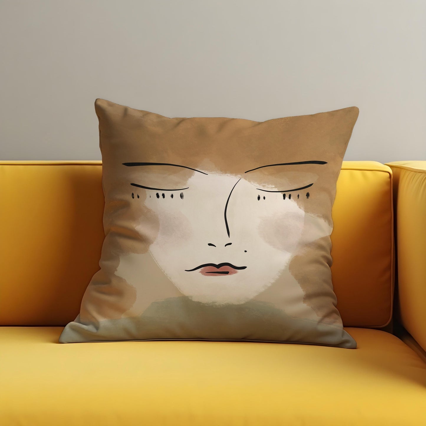 Abstract Face Art Cushion Cover, Minimalist Line Drawing Pillow Cover