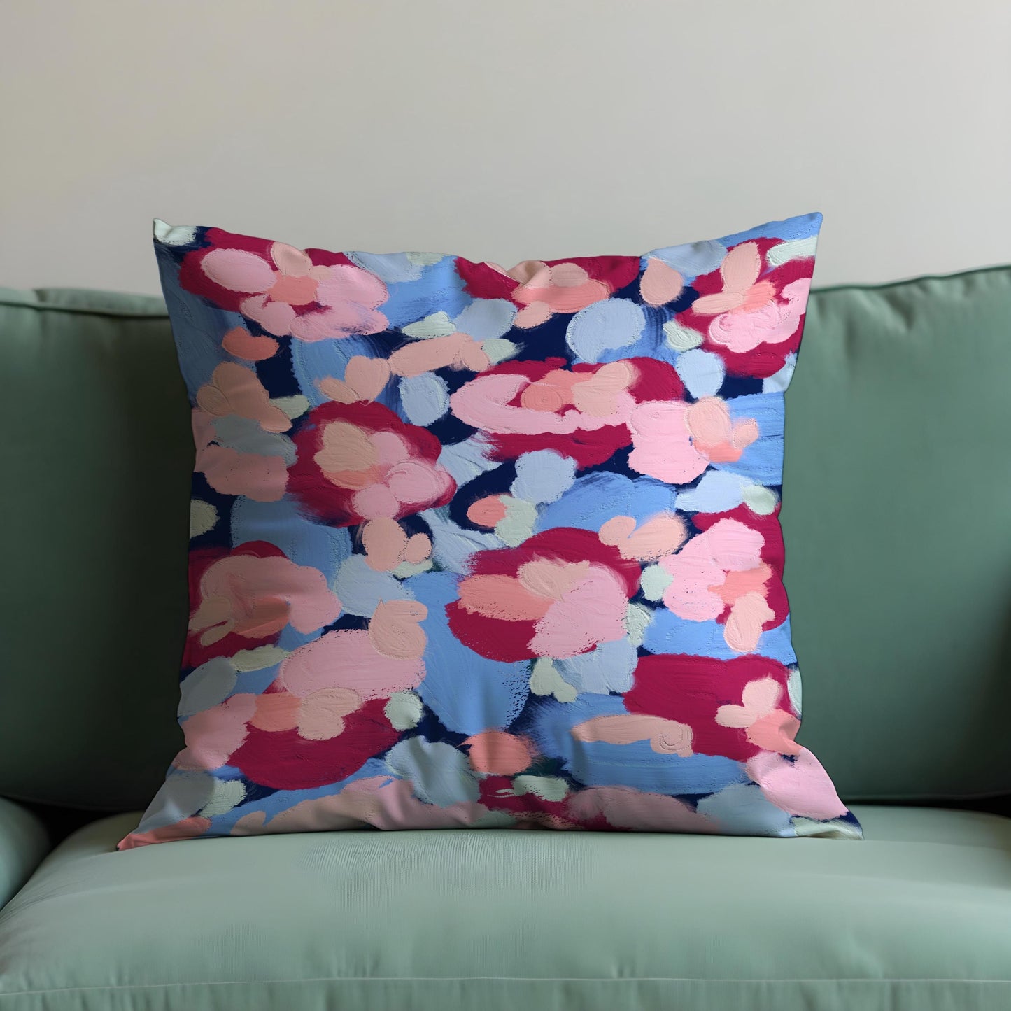 Abstract Floral Cushion Cover, Paint Effect Brushstroke Pillow Cover