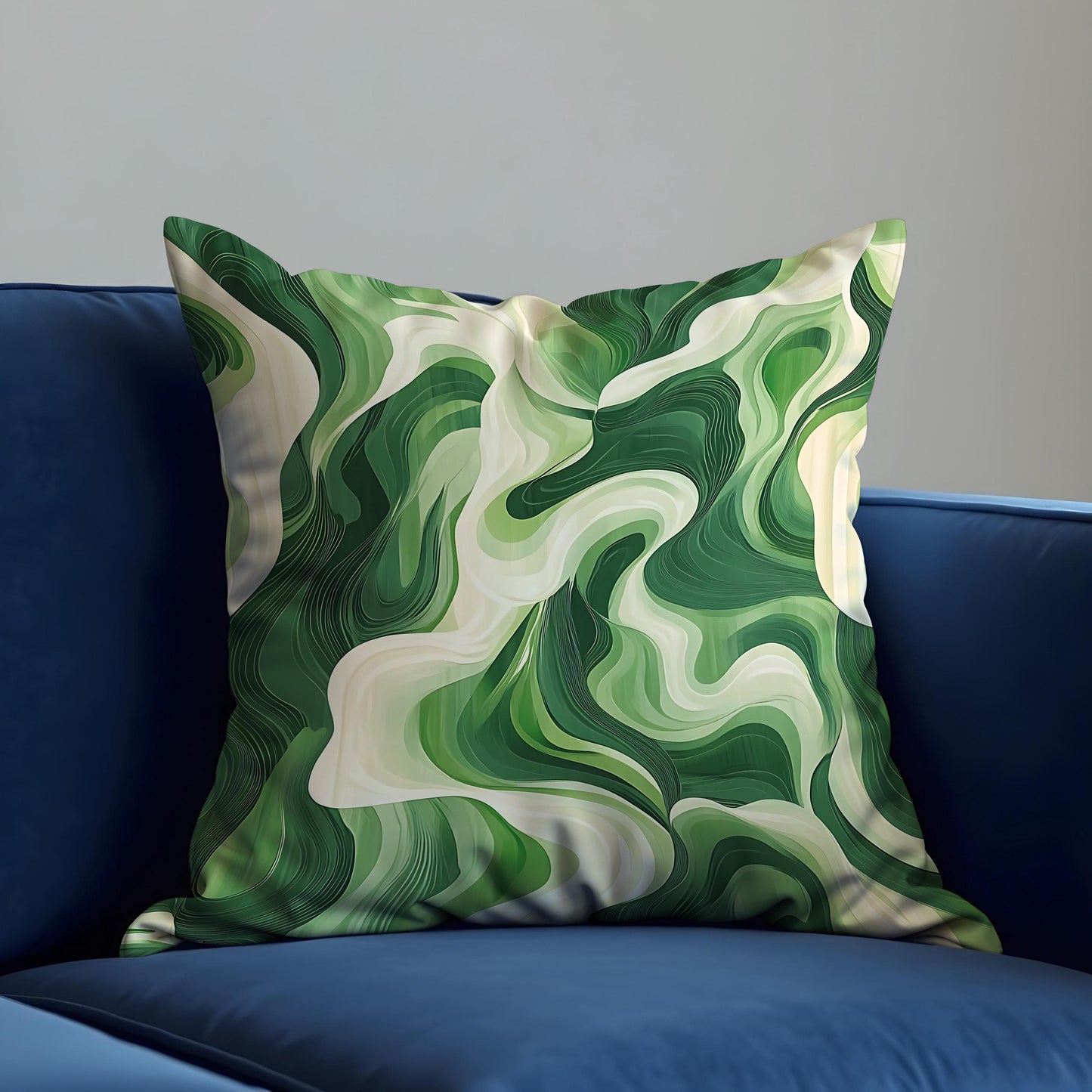 Green Marble Swirl Cushion Cover, Modern Abstract Throw Pillow Cover
