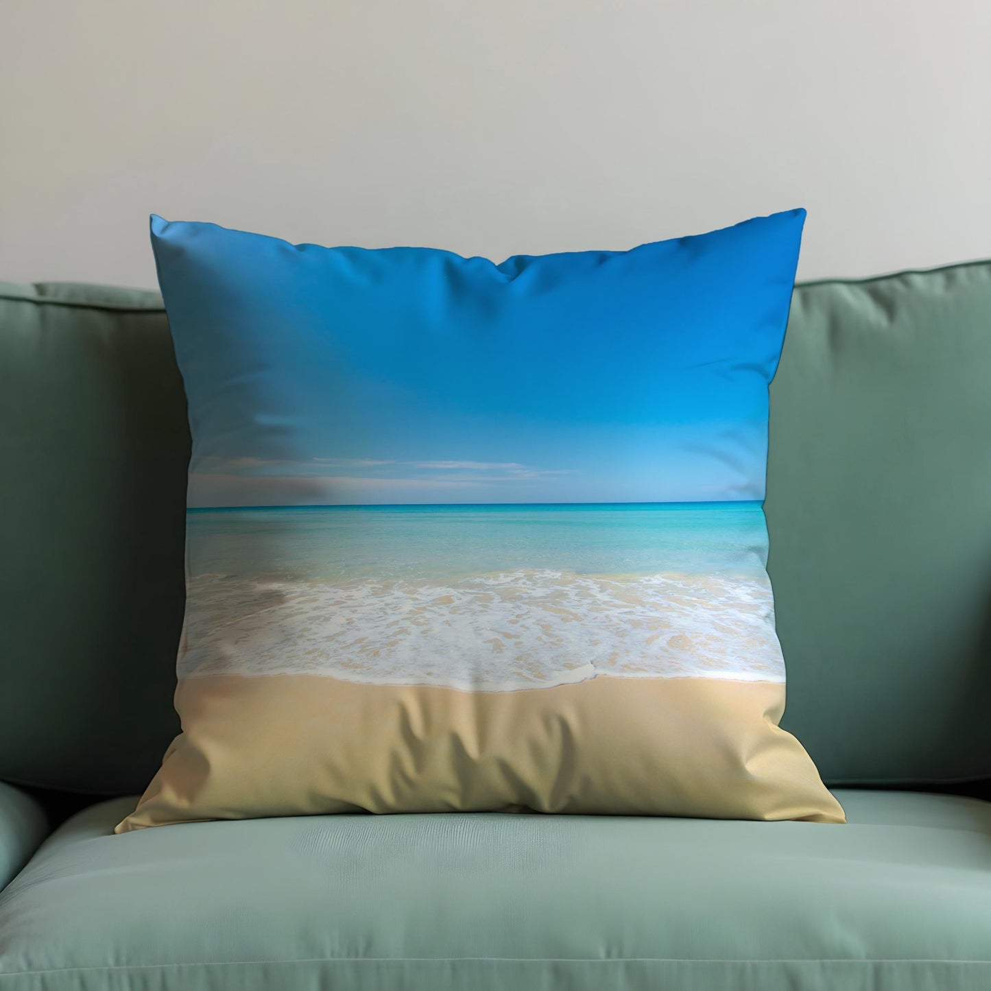 Tropical Beach Cushion Cover, Calm Ocean Pillow Case