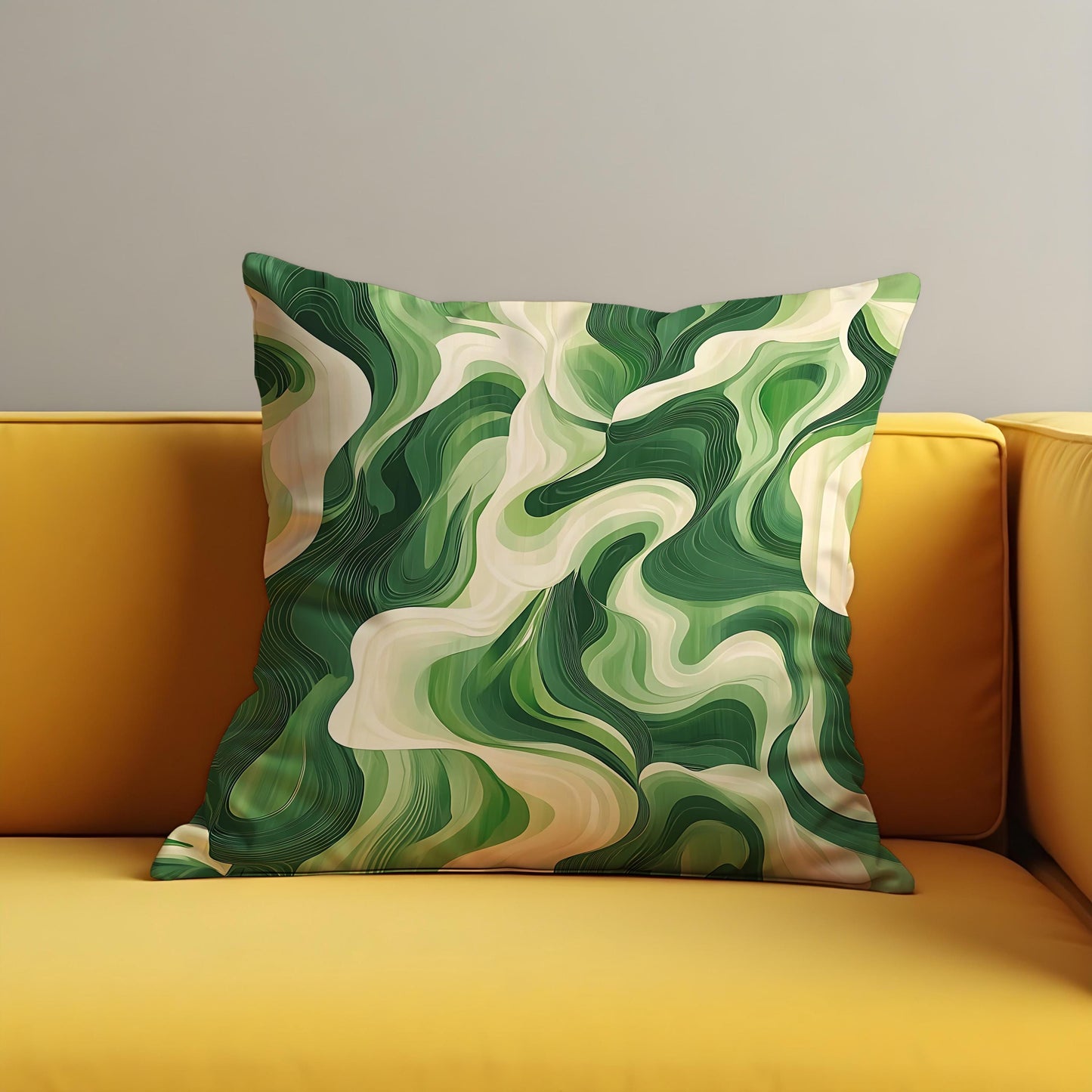 Green Marble Swirl Cushion Cover, Modern Abstract Throw Pillow Cover
