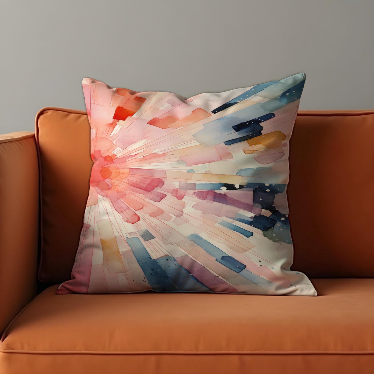 Watercolor Burst Cushion Cover, Abstract Color Explosion Throw Pillow Cover