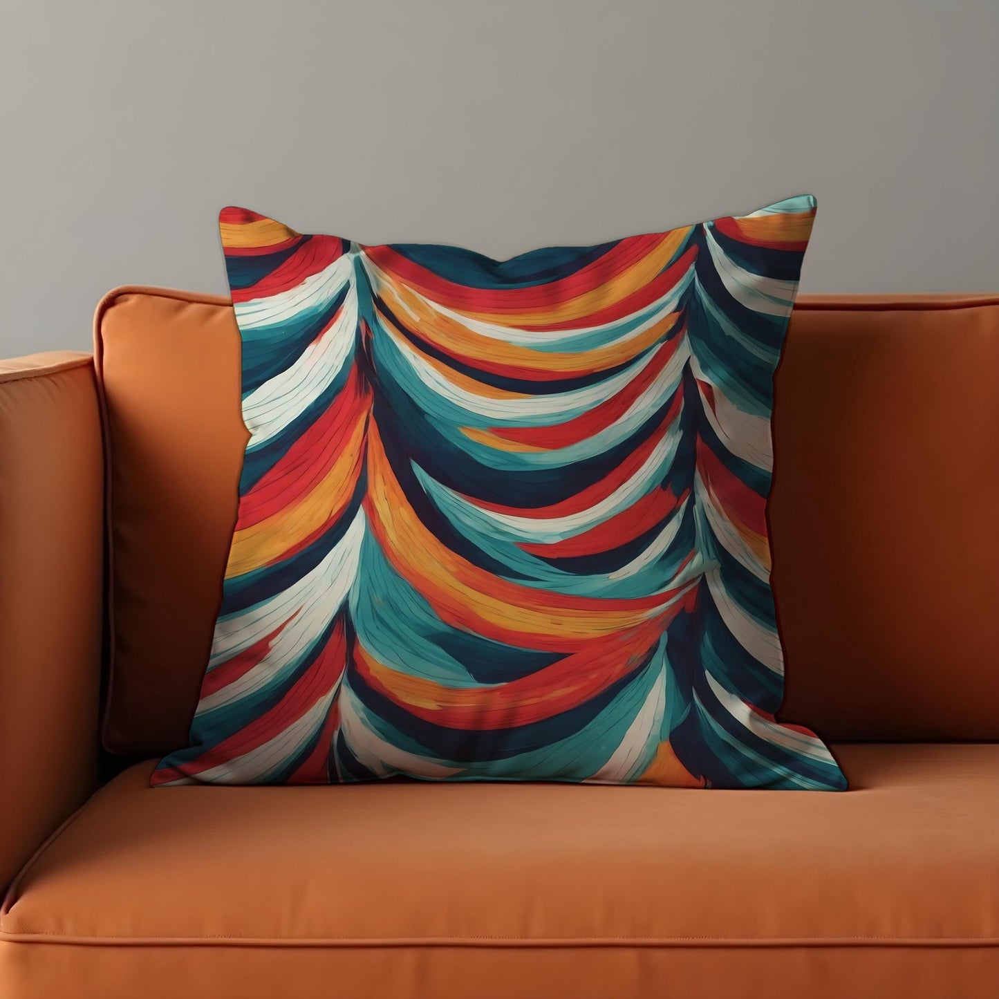 Colorful Feather Brushstroke Cushion Cover, Bold Abstract Pillow Cover