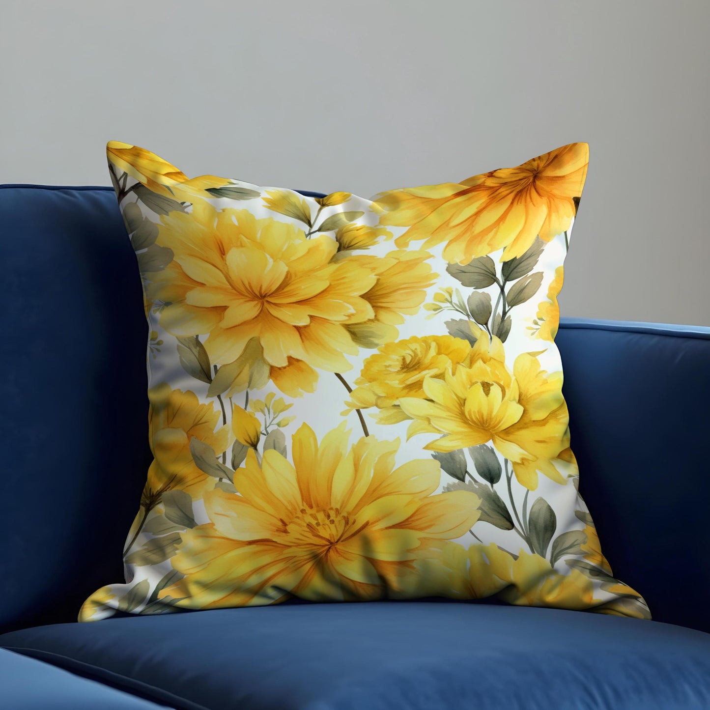 Sunny Yellow Floral Cushion Cover, Blooms Pillow Case