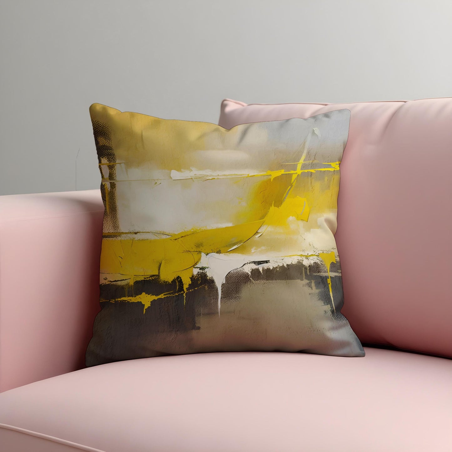 Yellow Abstract Cushion Cover, Modern Artistic Throw Pillow Case