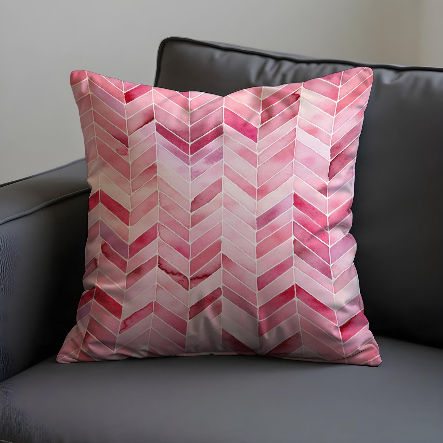 Pink Chevron Cushion Cover, Watercolor Zigzag Throw Pillow Cover