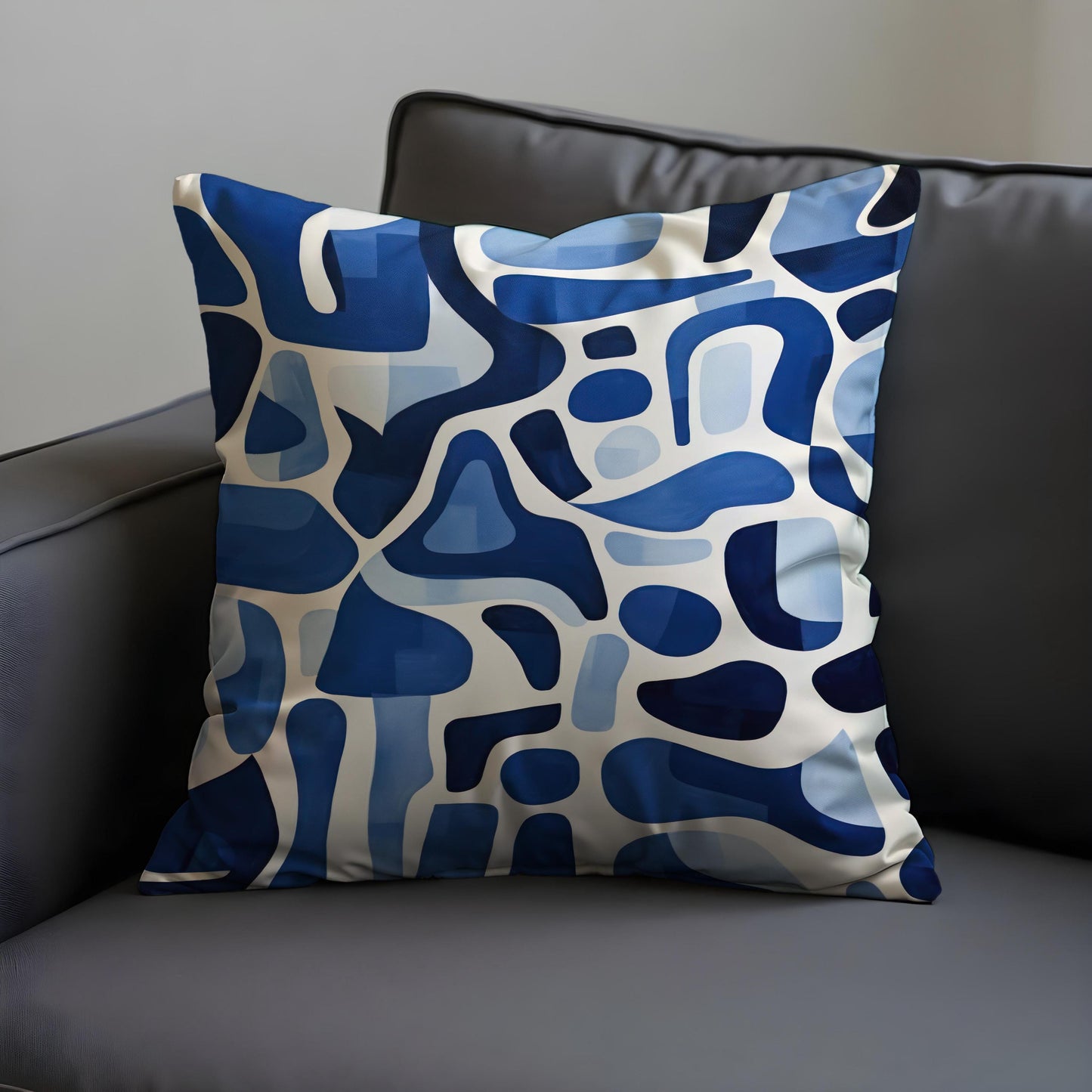 Abstract Blue Cushion Cover, Navy Blue Pattern Pillow Case