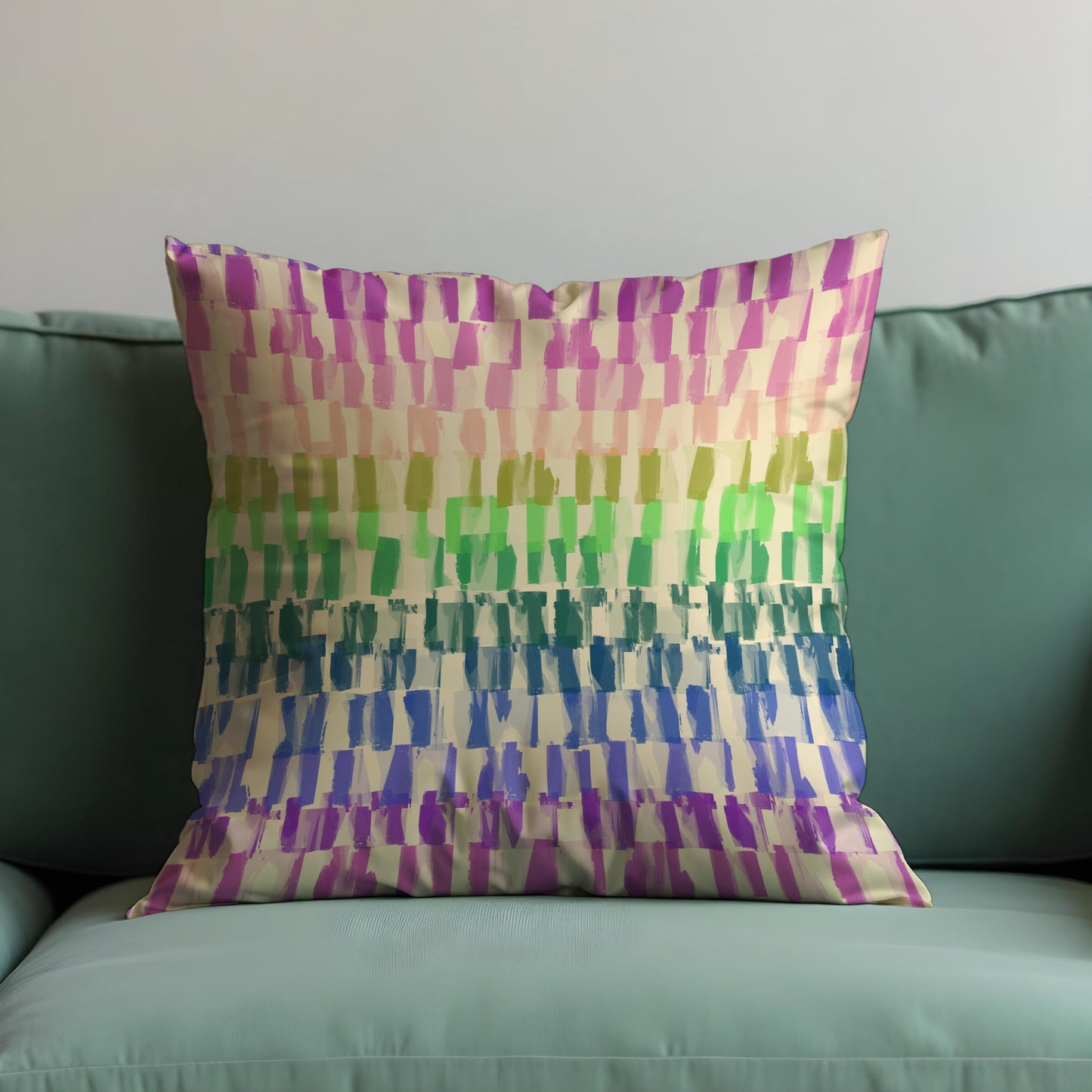 Rainbow Brushstroke Cushion Cover, Colorful Abstract Throw Pillow Case