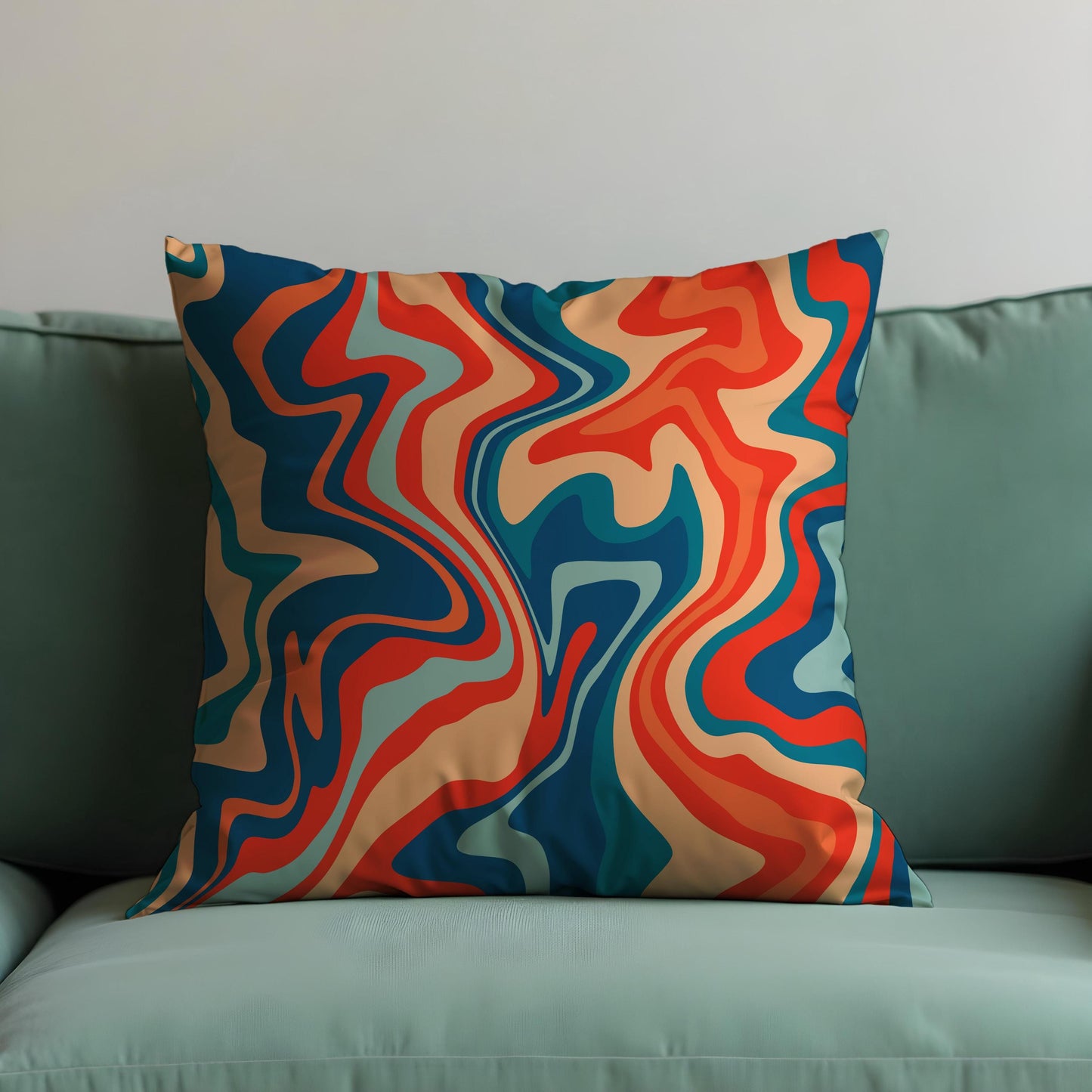 Psychedelic Swirl Cushion Cover, Retro Groovy Abstract Pillow Cover