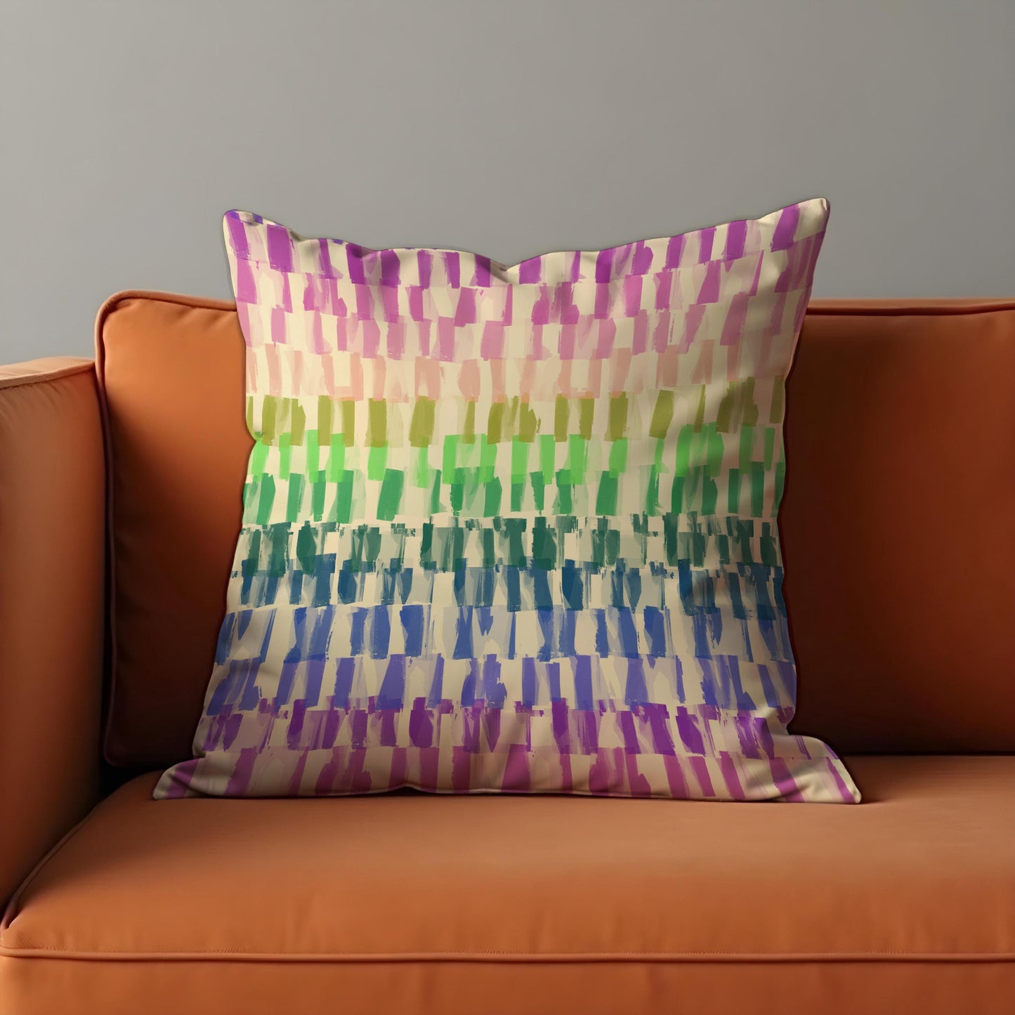 Rainbow Brushstroke Cushion Cover, Colorful Abstract Throw Pillow Case