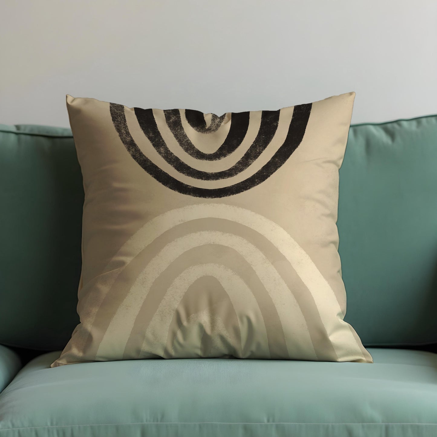 Modern Arch Cushion Cover, Beige & Black Abstract Throw Pillow Cover
