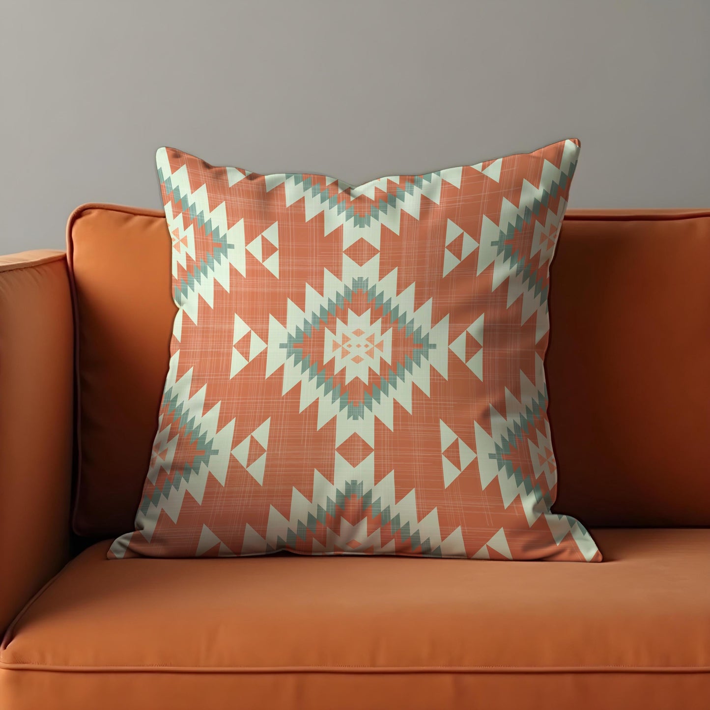Southwestern Aztec Cushion Cover, Terracotta Geometric Tribal Pillow Cover