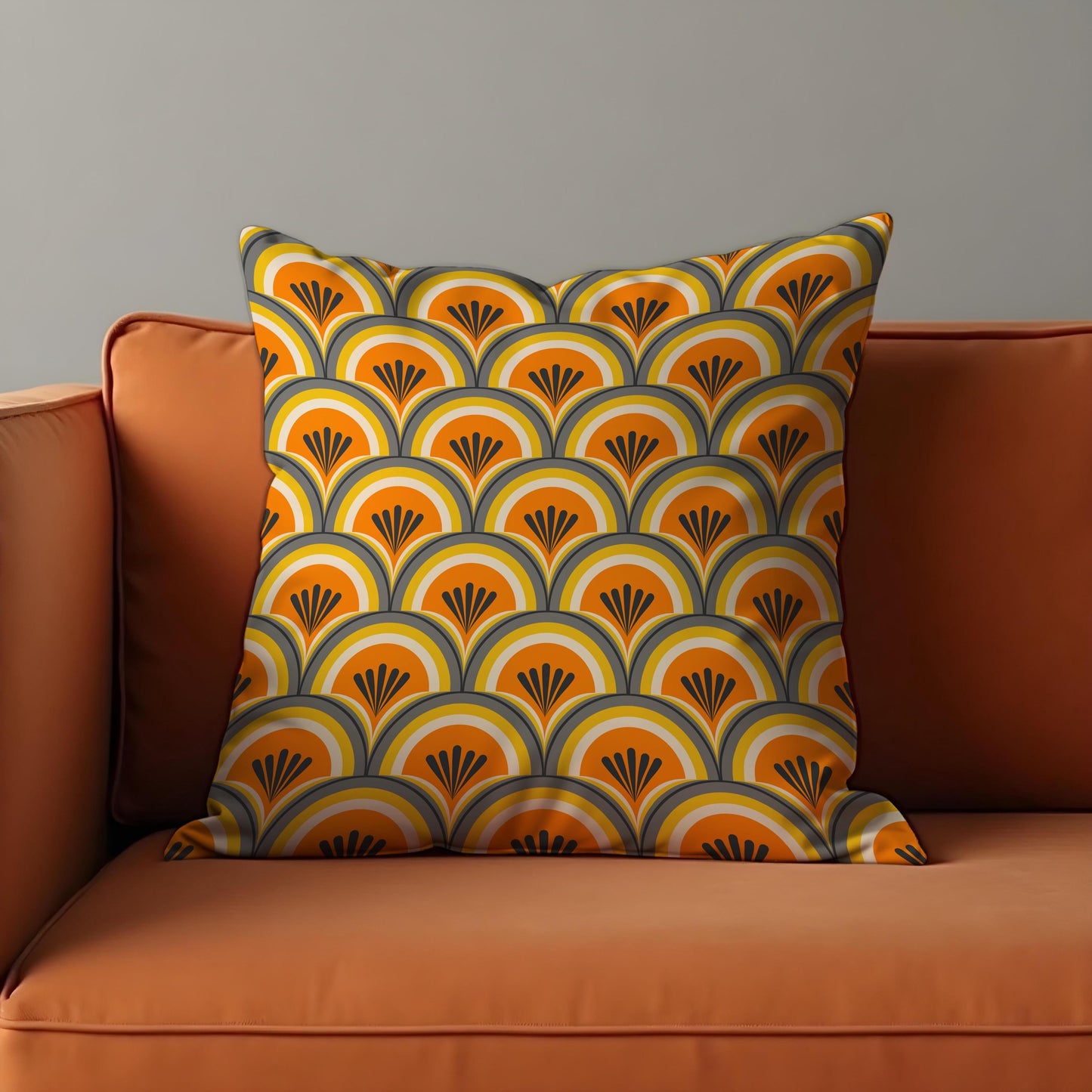 Retro Geometric Cushion Cover, Art Deco Throw Pillow Cover