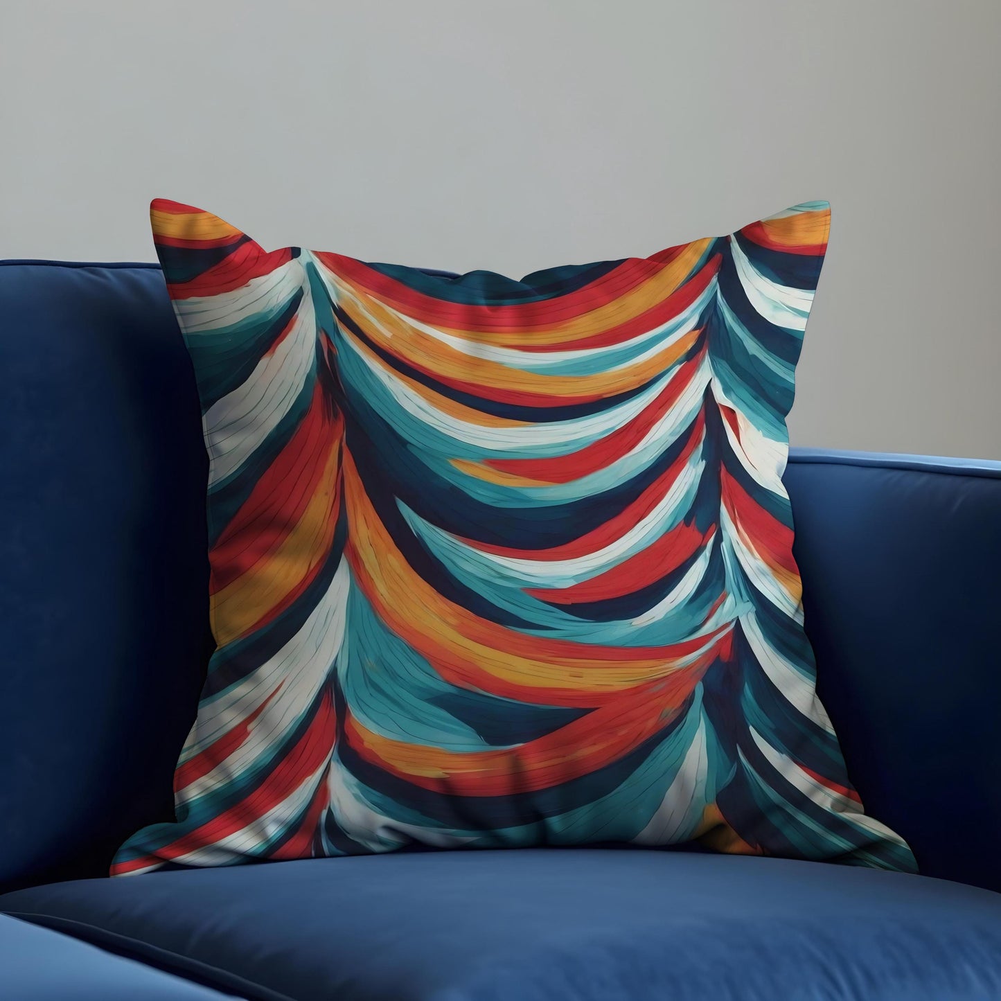 Colorful Feather Brushstroke Cushion Cover, Bold Abstract Pillow Cover
