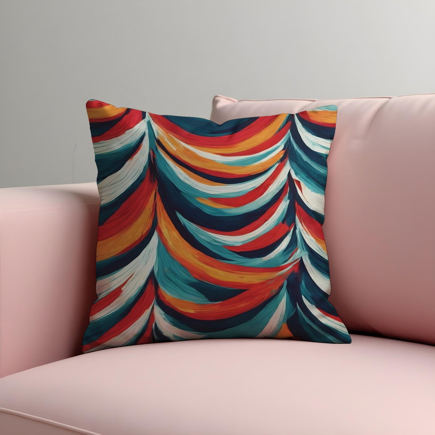 Colorful Feather Brushstroke Cushion Cover, Bold Abstract Pillow Cover