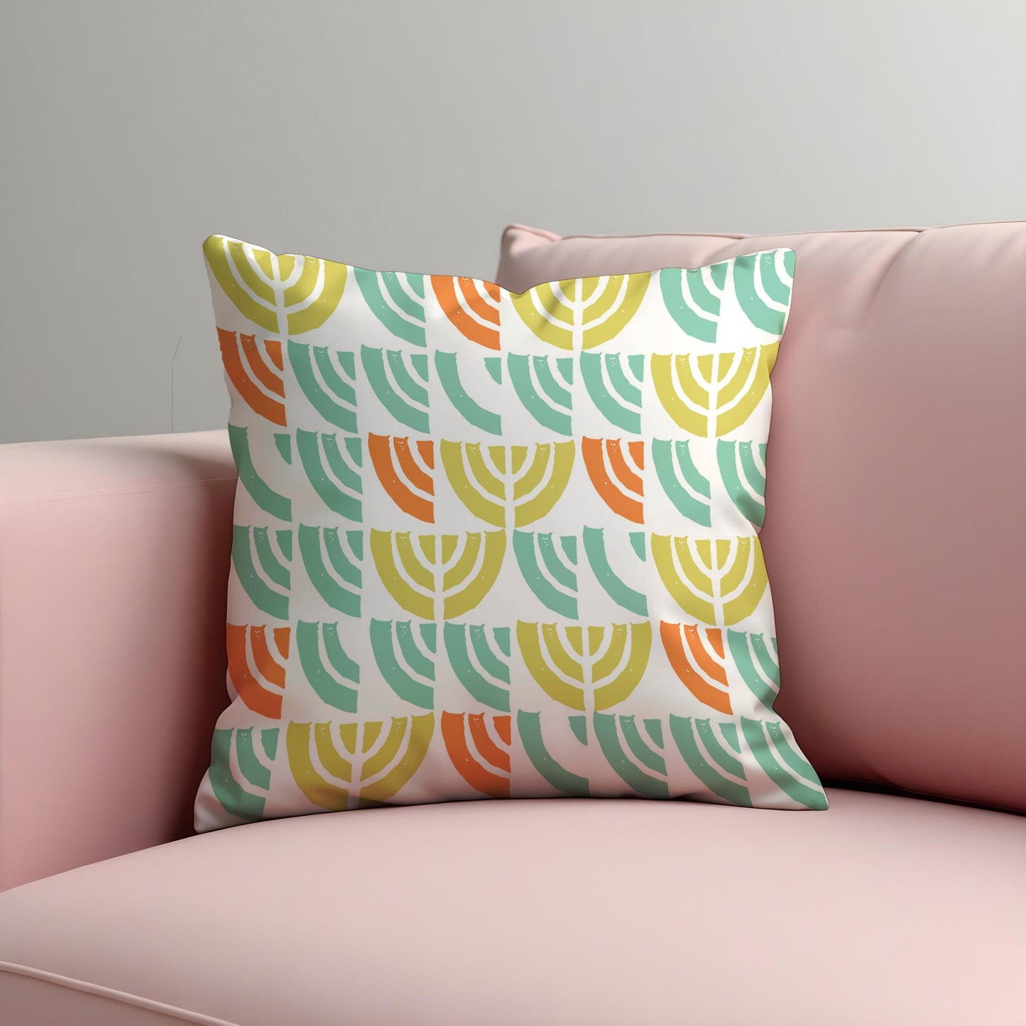 Retro Mid Century Modern Cushion Cover, Block Print Pillow Case