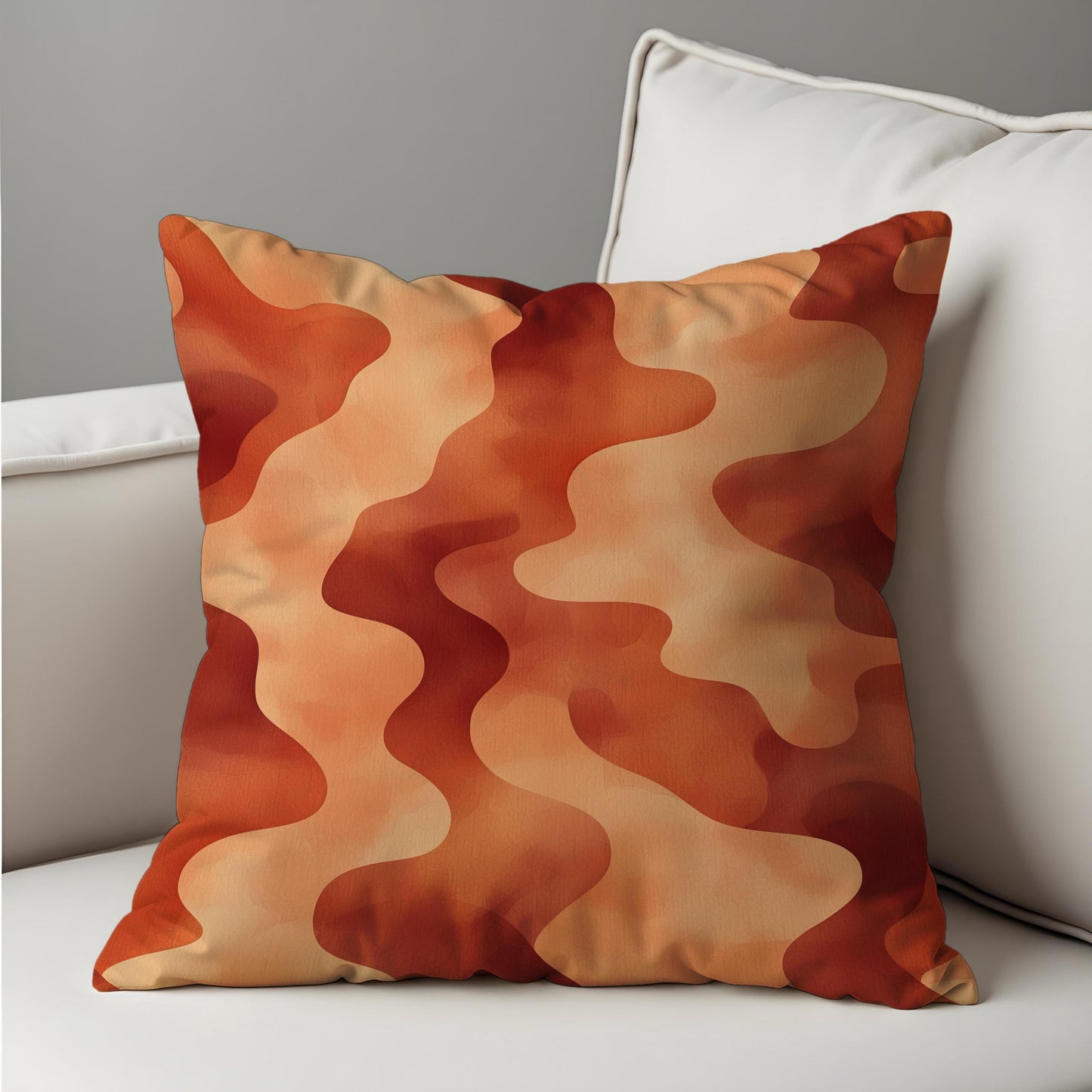 Wavy Retro Throw Pillow Cover, Abstract Earth Tone Cushion Cover