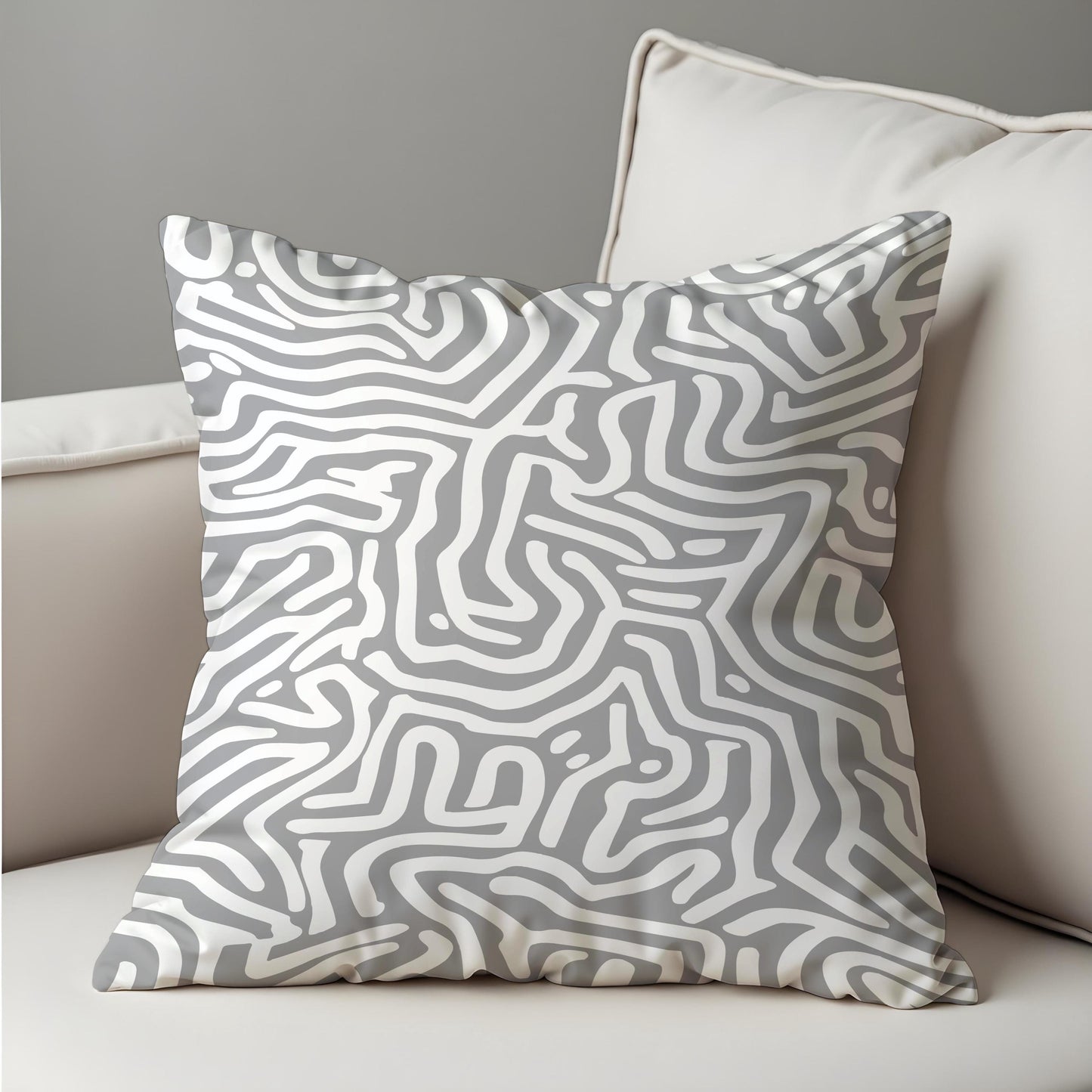 Modern Abstract Cushion Cover, Grey and White Geometric Pillow Cover
