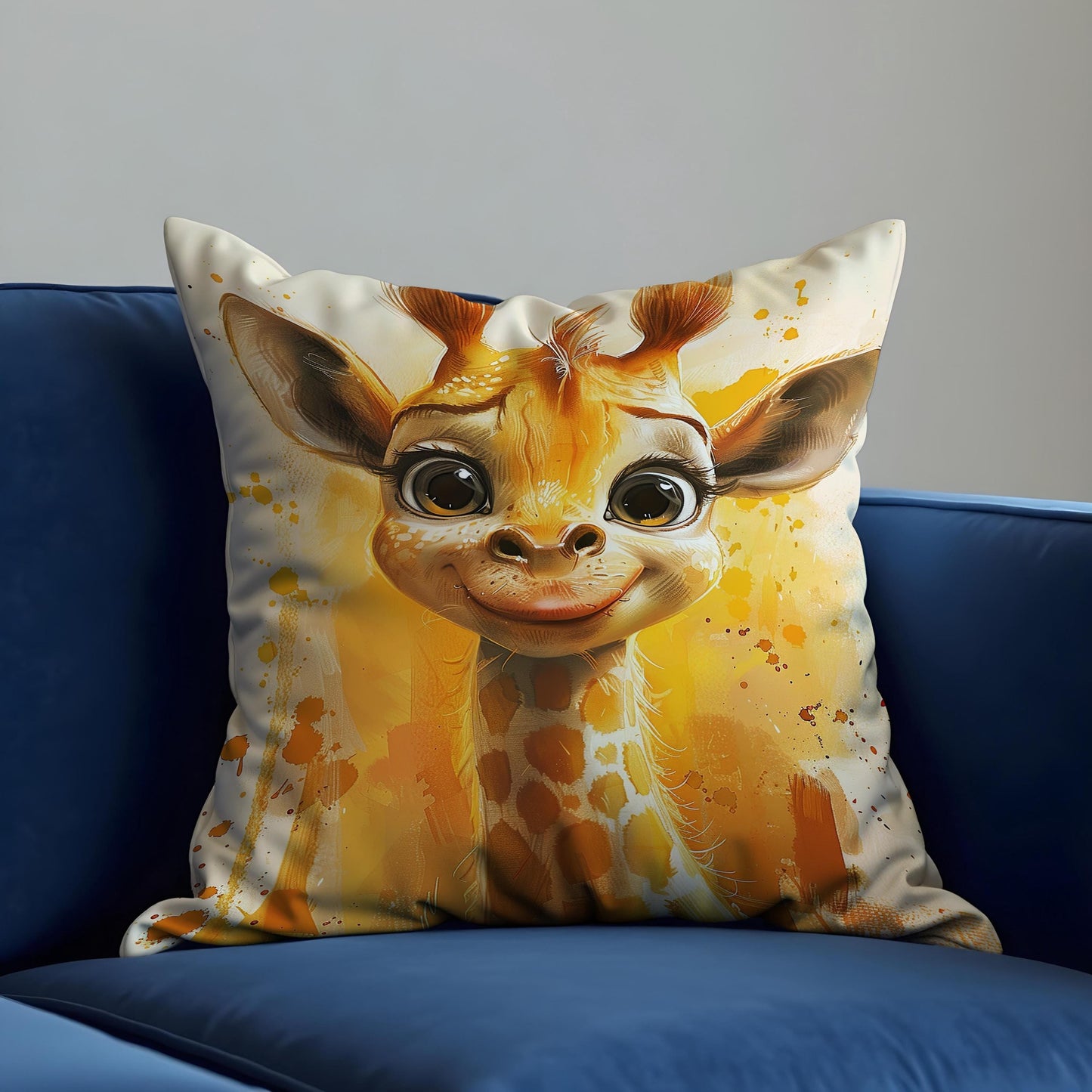 Cute Baby Giraffe Cushion Cover, Whimsical Animal Throw Pillow Cover