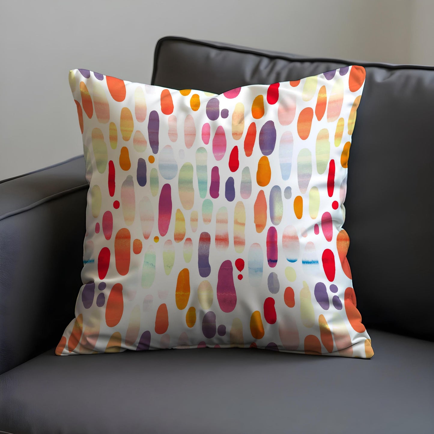Colorful Watercolor Cushion Cover, Rainbow Dot Throw Pillow Cover