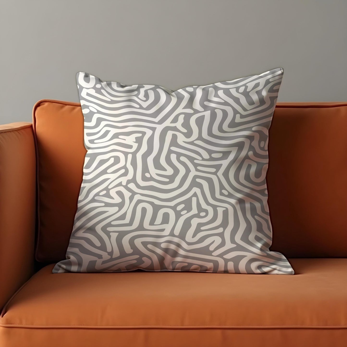 Modern Abstract Cushion Cover, Grey and White Geometric Pillow Cover