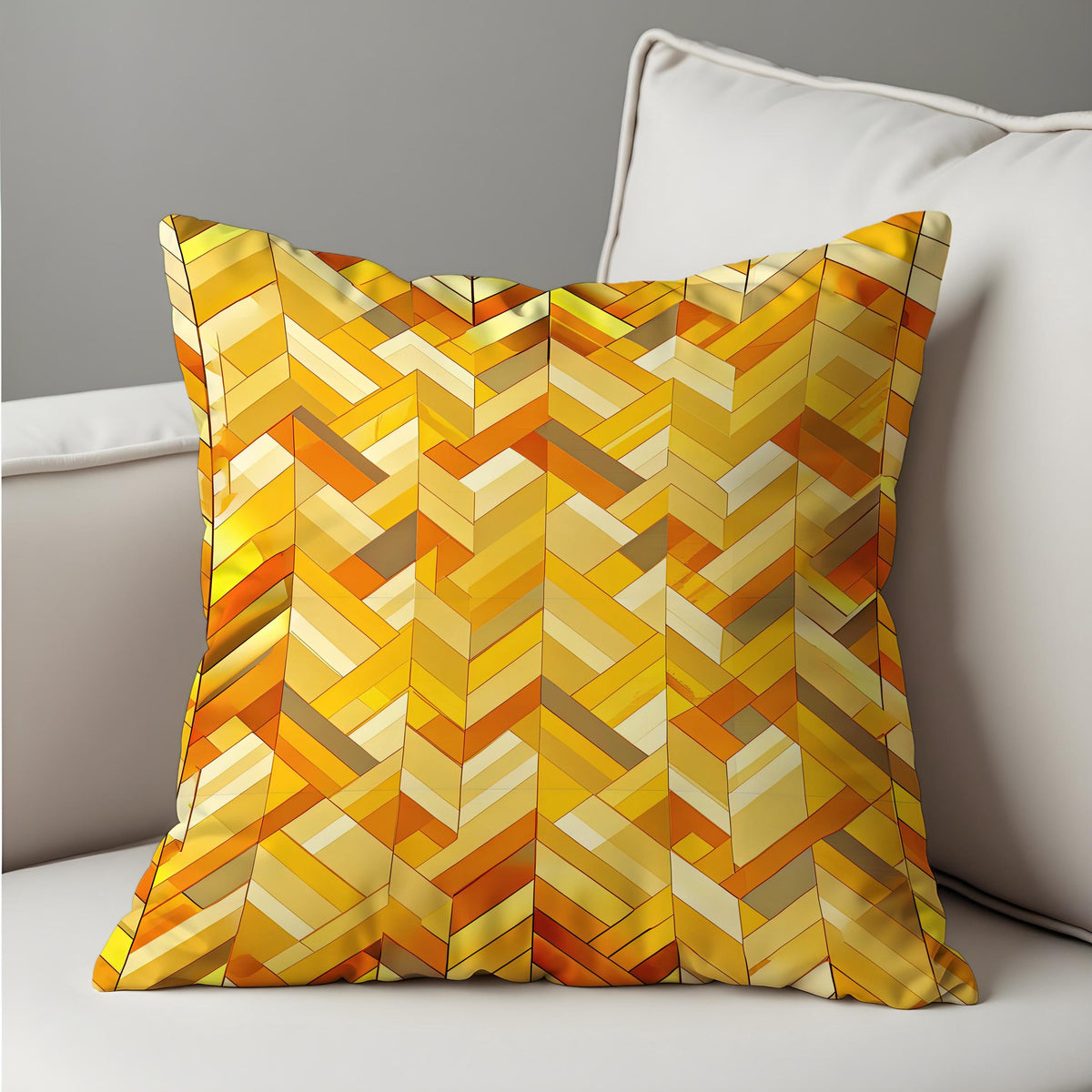 Yellow Geometric Cushion Cover, Abstract Pillow Case