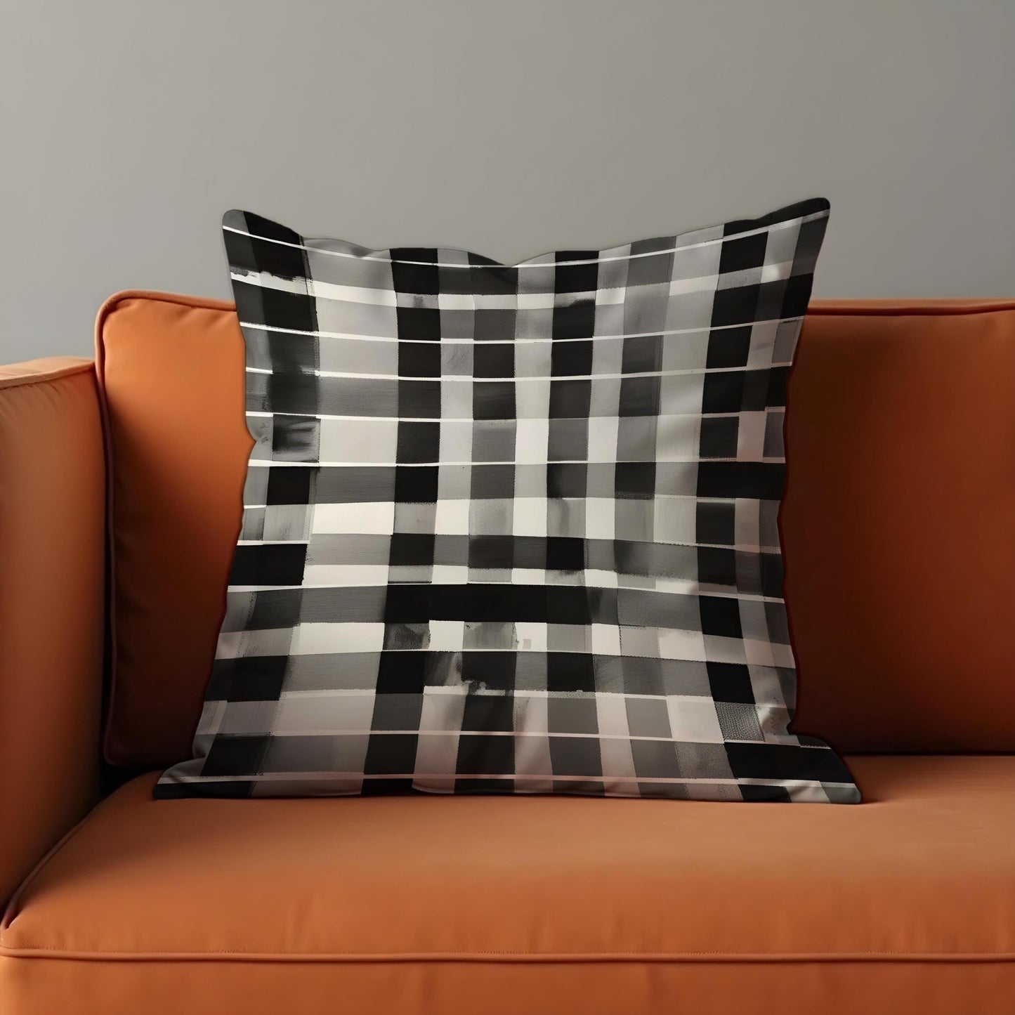 Black & White Plaid Cushion Cover, Modern Checkered Throw Pillow Cover