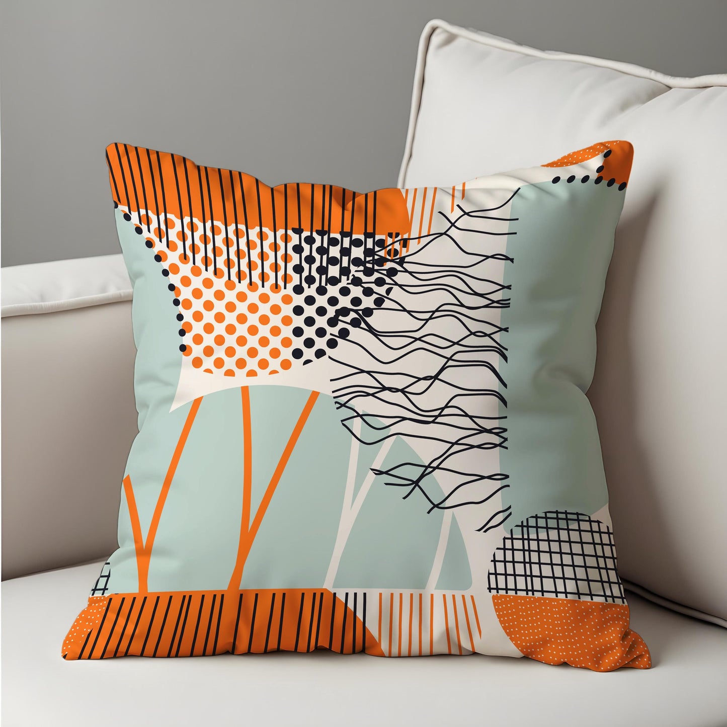 Abstract Modern Cushion Cover, Geometric Lines and Dots Pillow Case