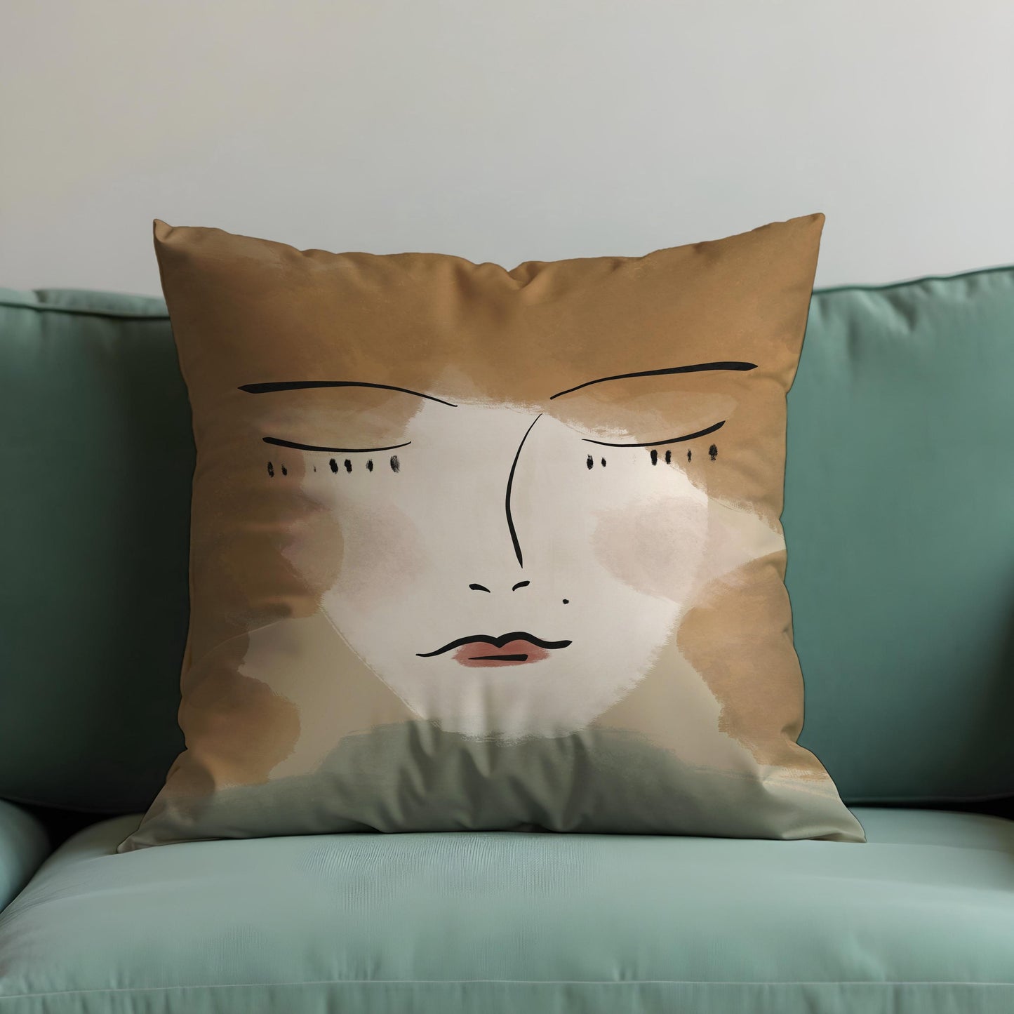 Abstract Face Art Cushion Cover, Minimalist Line Drawing Pillow Cover