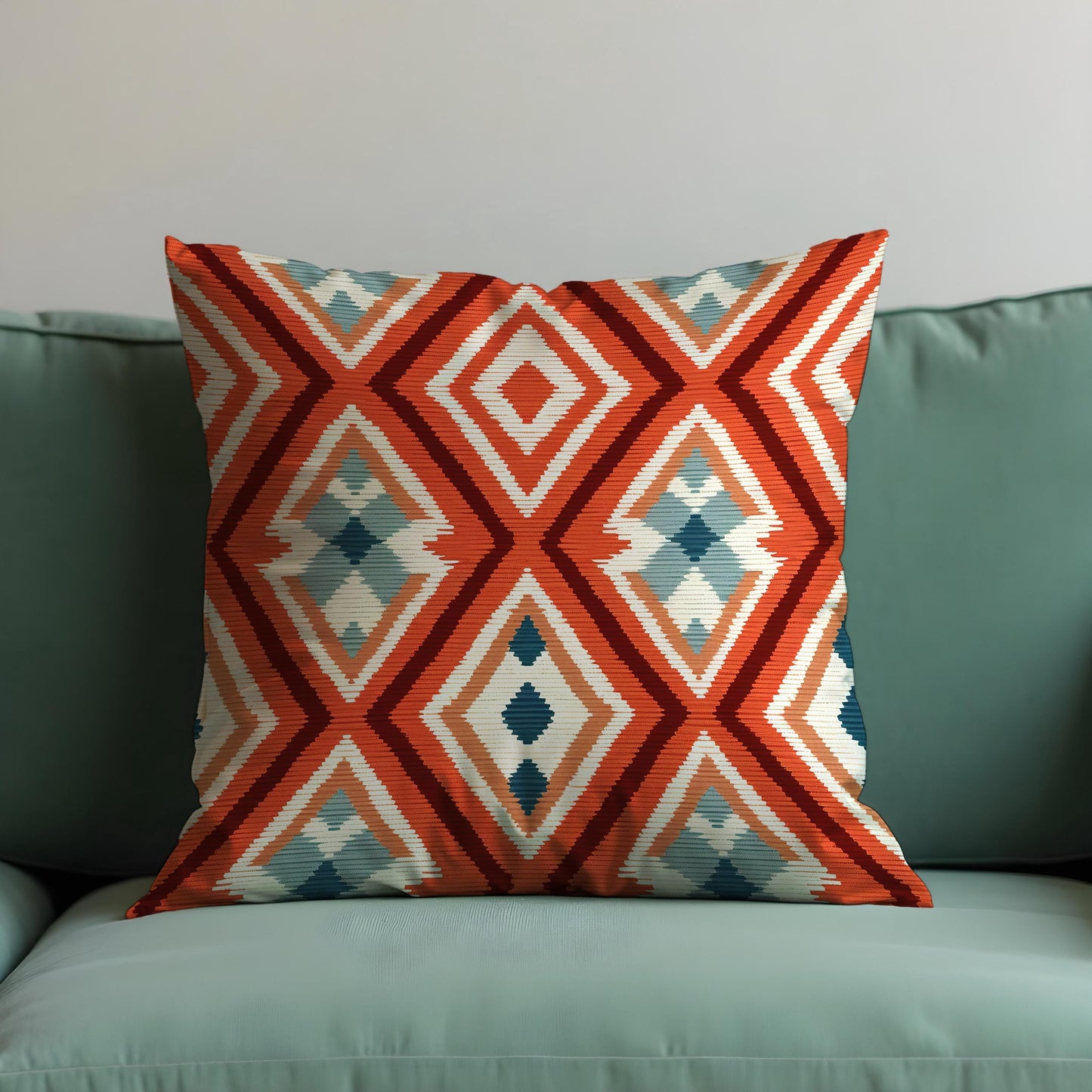 Southwestern Geometric Cushion Cover, Bold Rust Orange Kilim Pillow Case