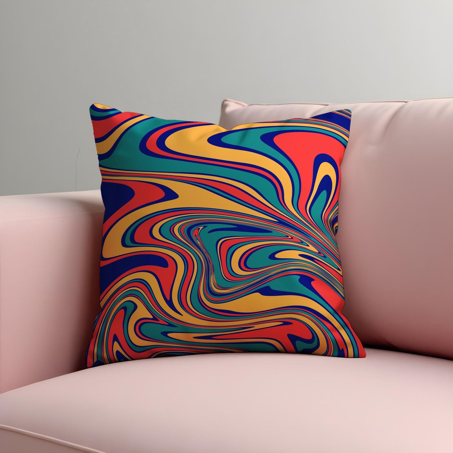 Abstract Swirl Cushion Cover, Vibrant Colorful Pillow Case