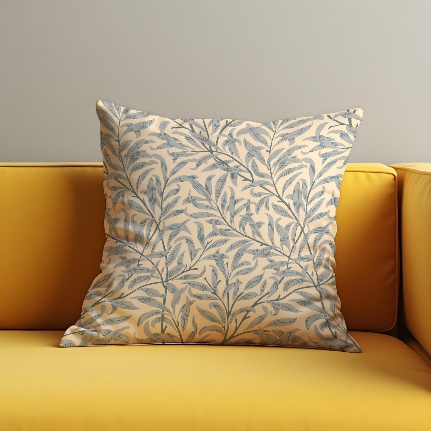 Willow Leaf Pattern Cushion Cover, Botanical Throw Pillowcase