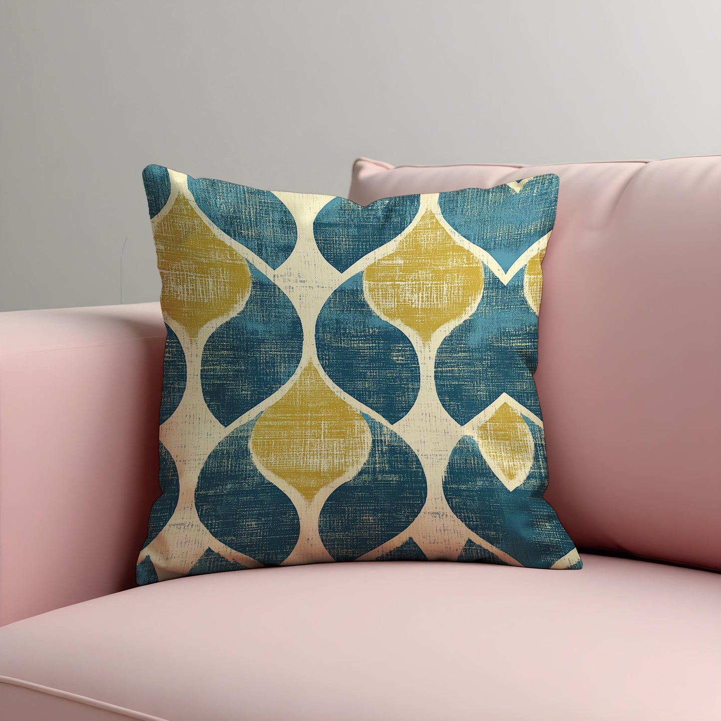 Teal & Mustard Retro Cushion Cover, Mid Century Modern Pillowcase