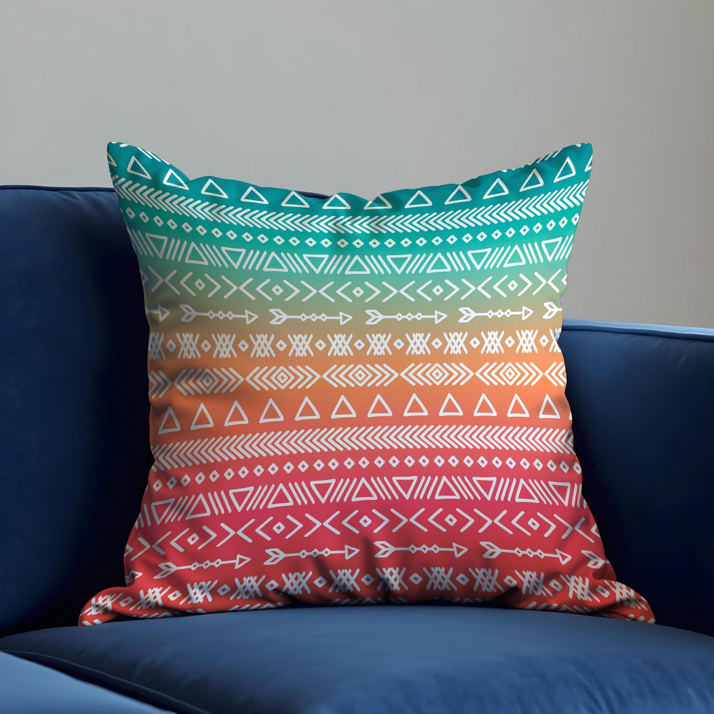 Boho Tribal Pattern Cushion Cover, Colorful Geometric Pillow Case